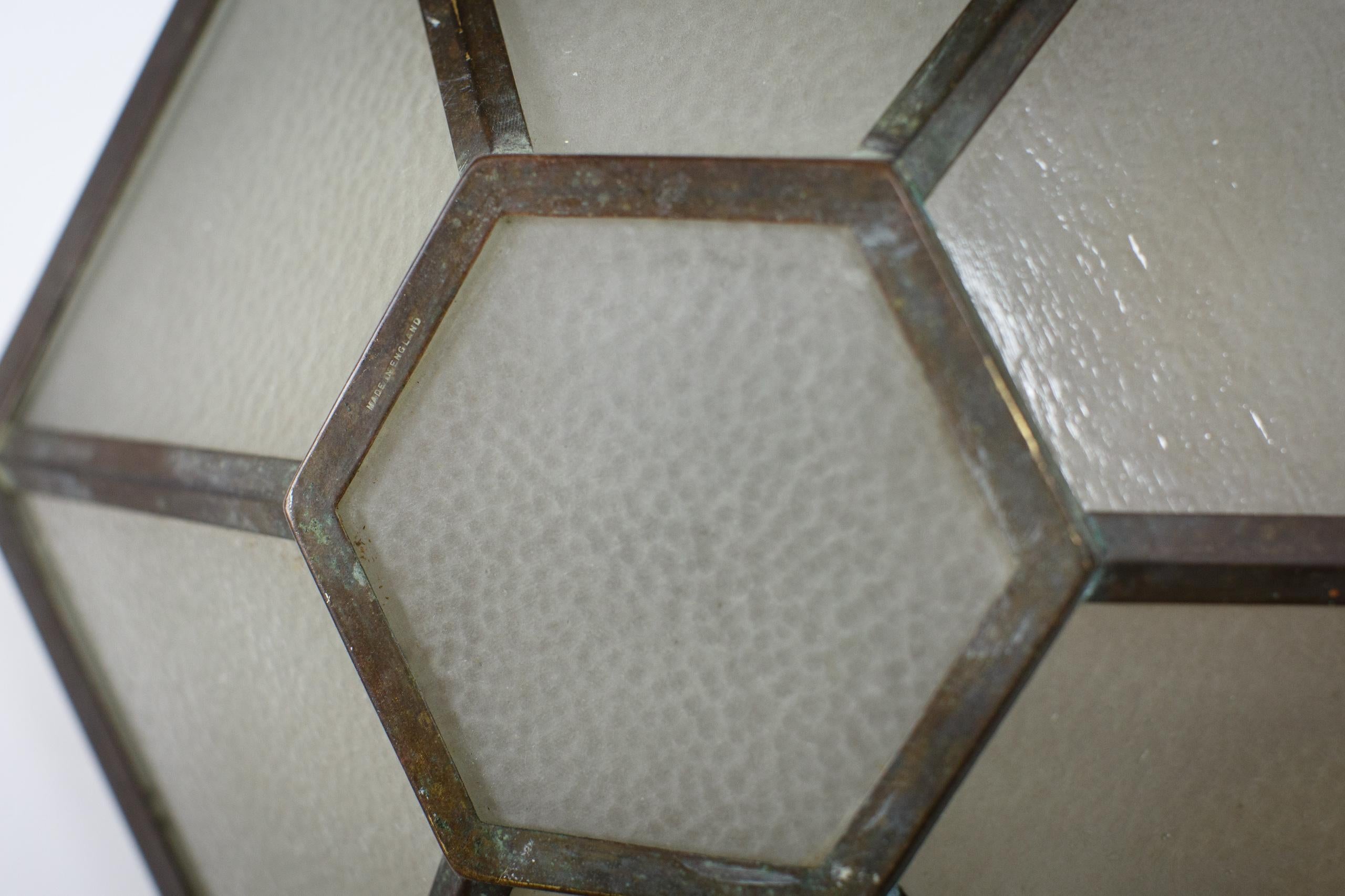 Original Large Rare Early 20th Century Art Deco Copper Ceiling Light For Sale 6