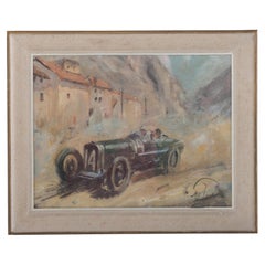 Cuadro de Robert de la Riviére (1909-1992) sobre las carreras de coches de principios del siglo XX
