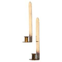 Pair of 1970's Swedish Mid Century Brass Wall Candle Sconces