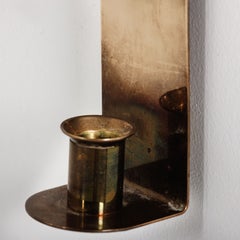 Pair of 1970's Swedish Mid Century Brass Wall Candle Sconces