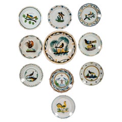 Collection of 18th Century Polychrome Nevers Bird Plates