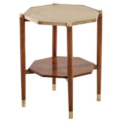 1930'a Art Deco Octagonal Two Tier Hammered Brass Table