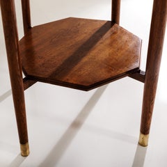 1930'a Art Deco Octagonal Two Tier Hammered Brass Table