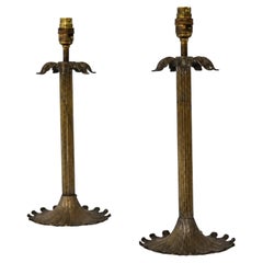 Pair of Impressive French 1950's Palm Tree Table Lamps, Hollywood Regency