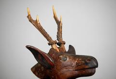 Carved Wood Deer Trophy Head