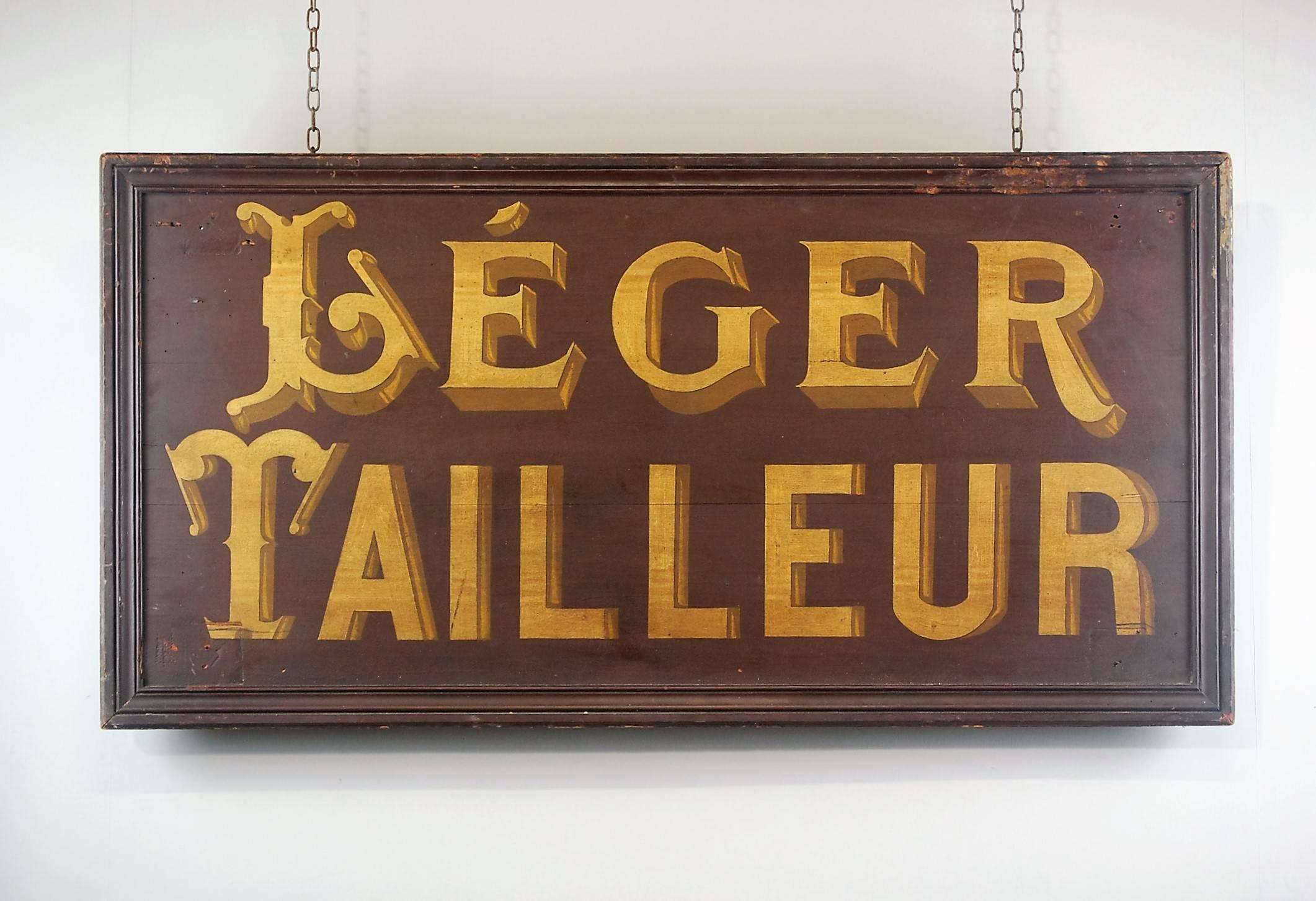 French Tailors Trade Sign Hand-Painted Wood, Early 20th Century 1