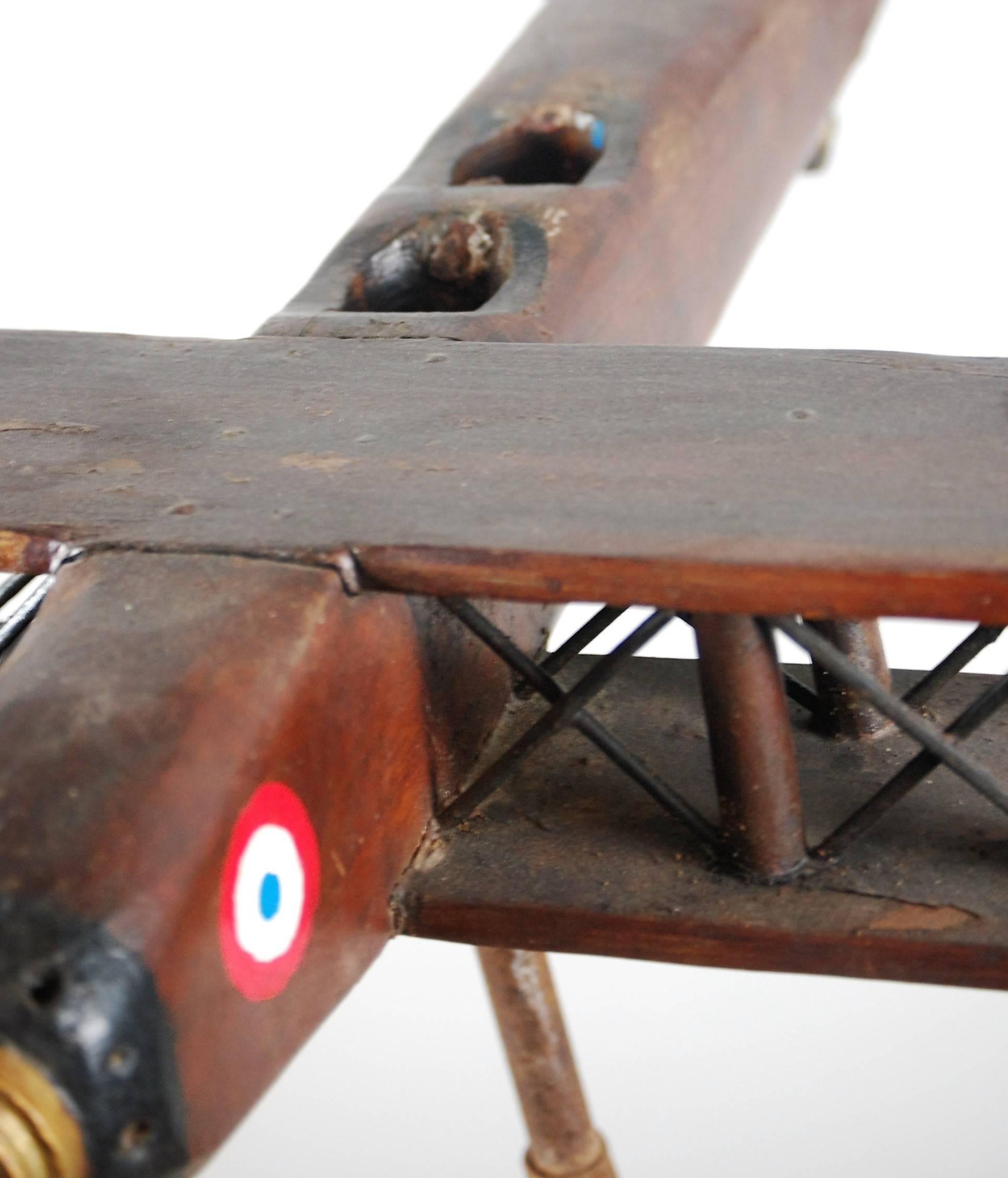 20th Century, French Biplane Weathervane Scratch Built In Good Condition In Pease pottage, West Sussex