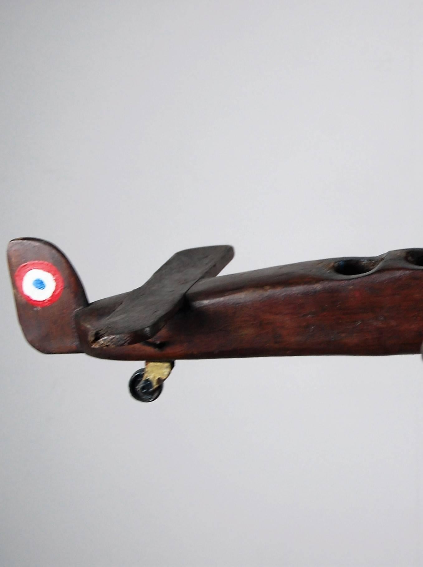 Wood 20th Century, French Biplane Weathervane Scratch Built