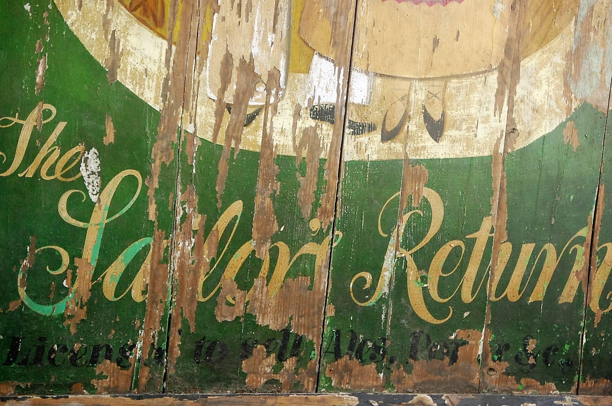 Painted Sailors Return, Naive Folk Art Tavern Sign