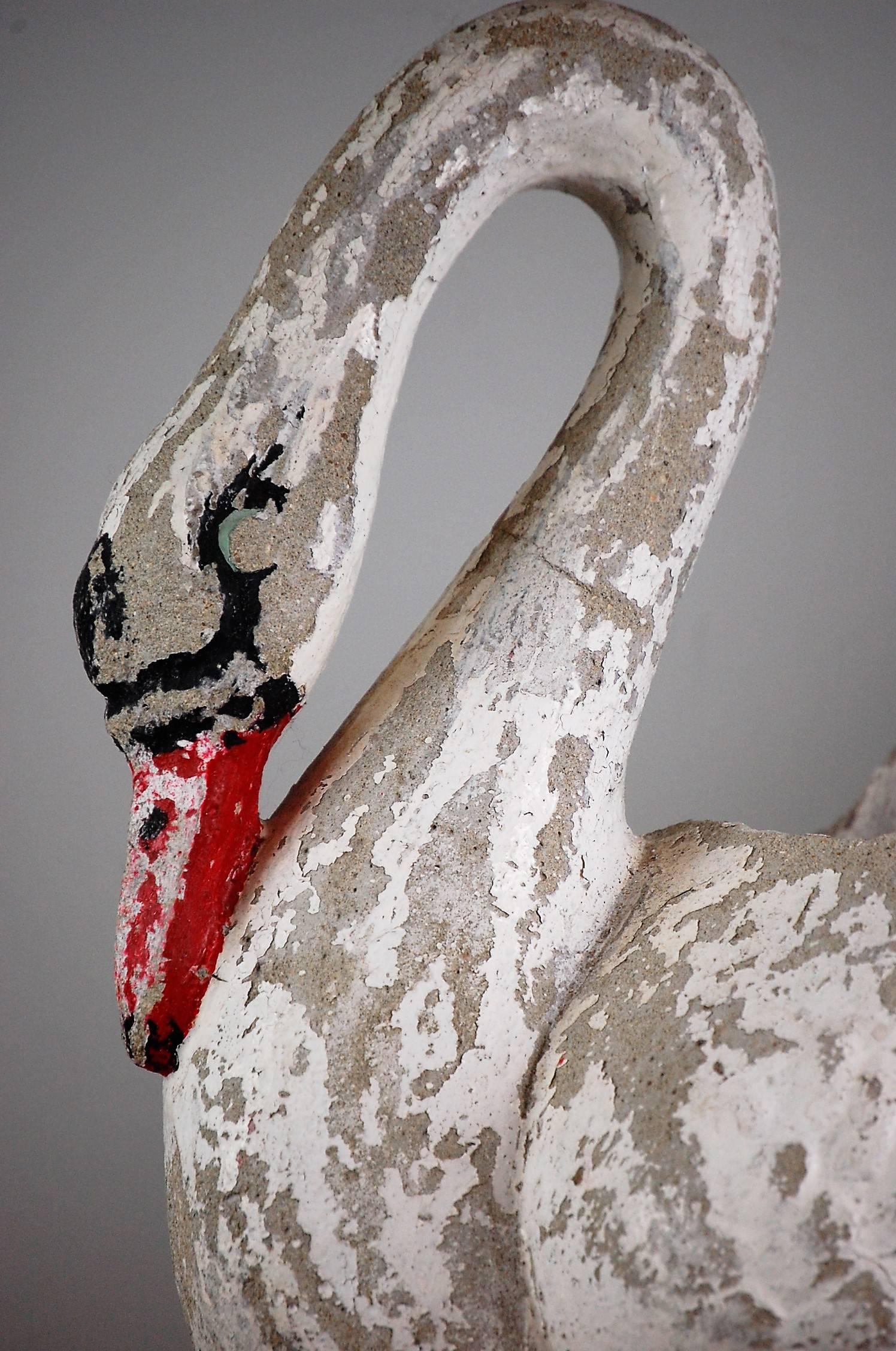 French 20th Century Swan Planter in Distressed Paint