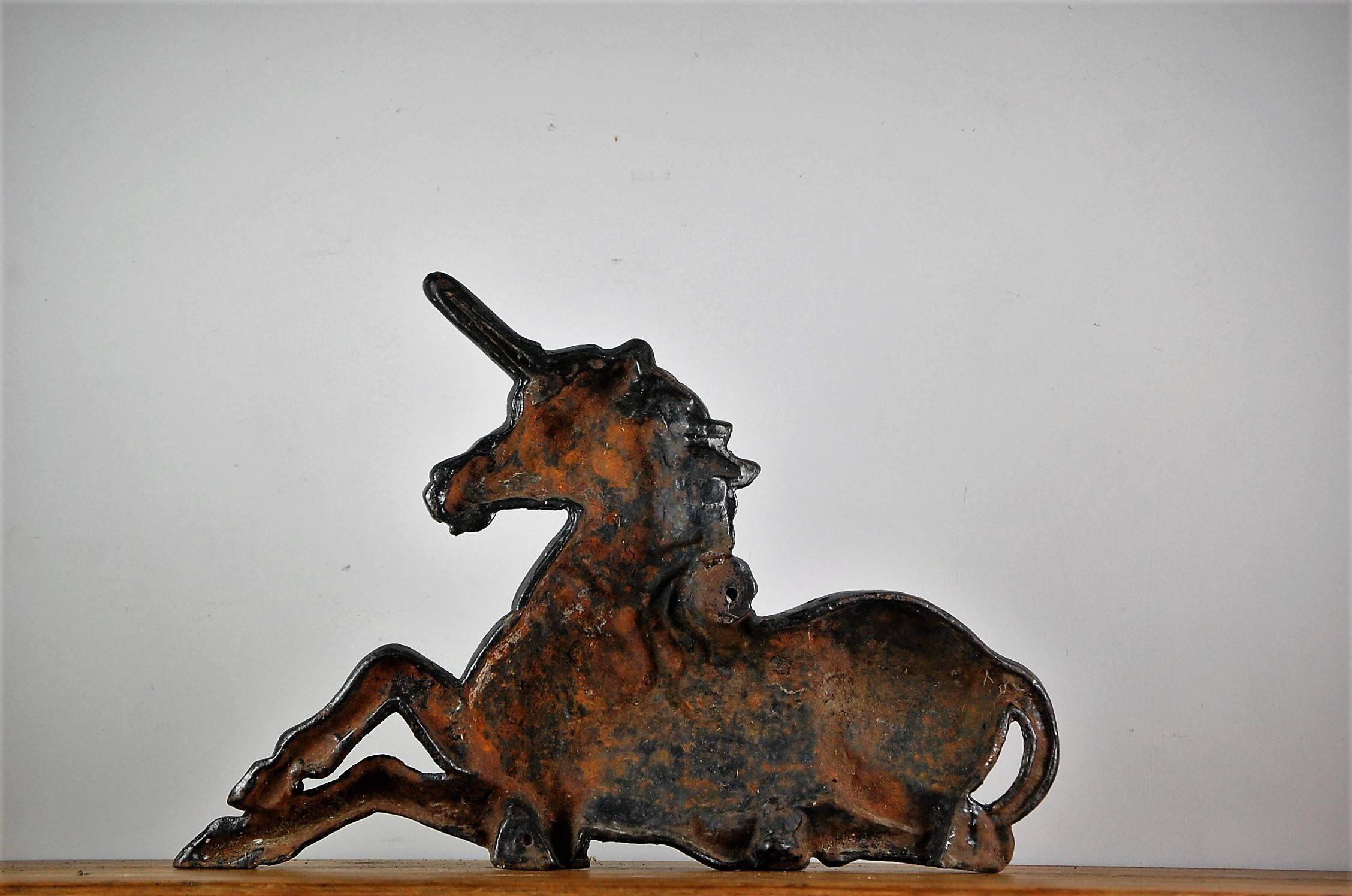 Cast Iron Unicorn Doorstop In Good Condition In Pease pottage, West Sussex