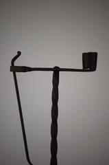 19th Century French Tripod Table Candlestick and Rushlight