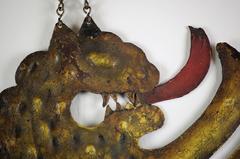 19th Century Naive Pressed Metal Heraldic Lion Tavern or Warrant Sign