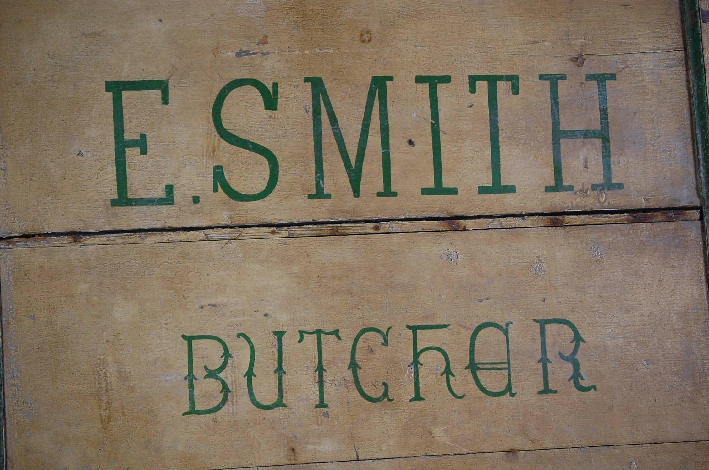 English Early 20th Century Naive Butchers Trade Sign