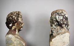 Pair of Weathered 19th Century Classical Busts by David D'angers