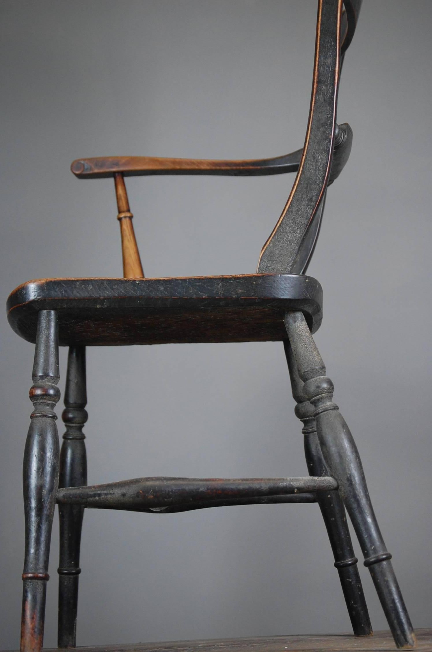 Late 19th Century One Armed Military Officers Windsor Chair 2