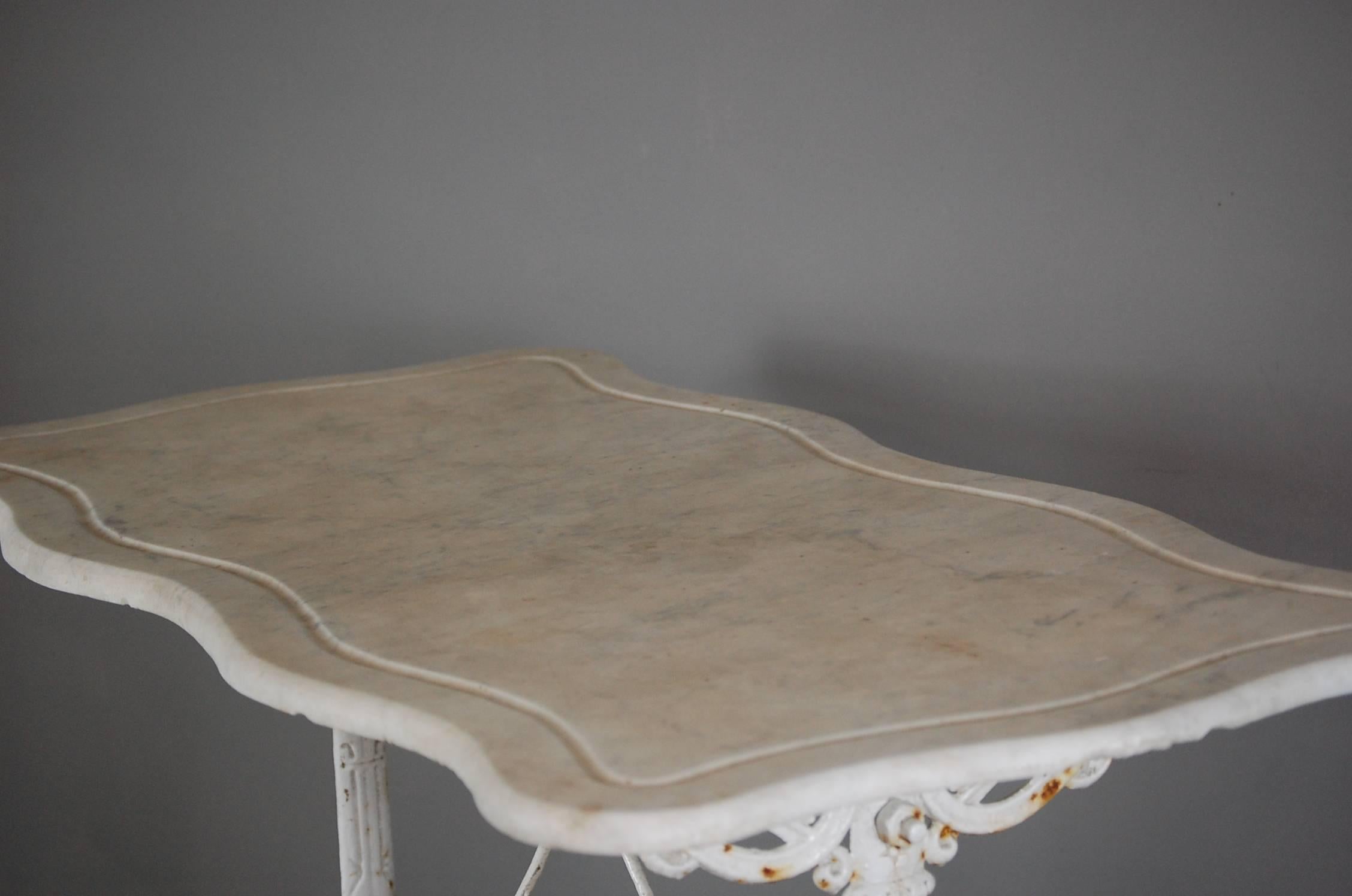 Early 20th Century Cast Iron Marble Top Orangery Table In Good Condition In Pease pottage, West Sussex