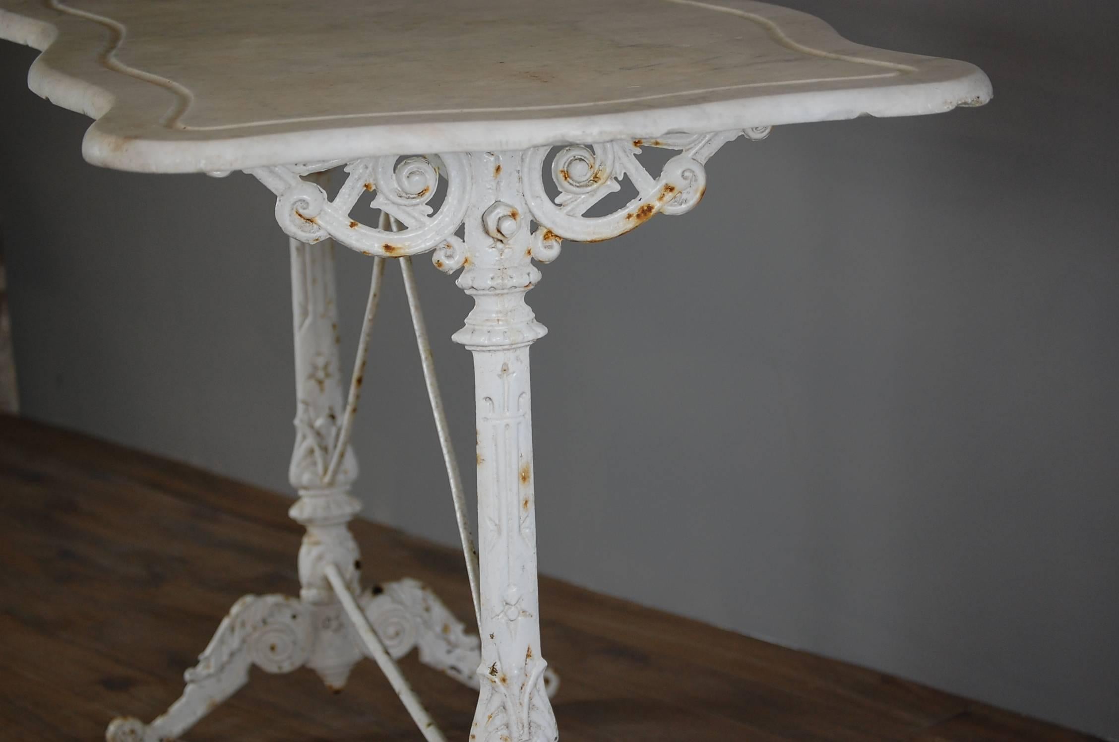 Early 20th Century Cast Iron Marble Top Orangery Table 1