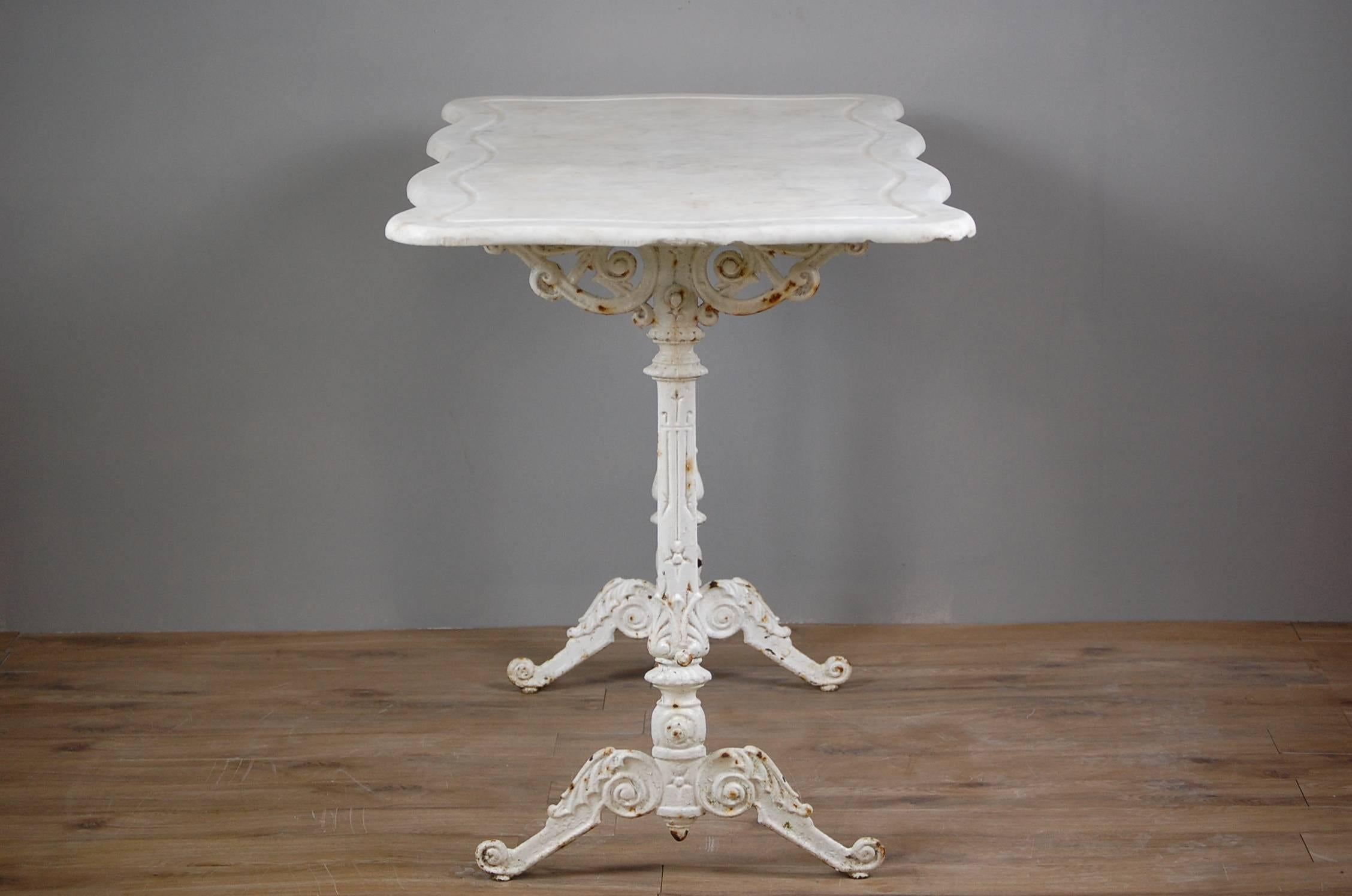 Early 20th Century Cast Iron Marble Top Orangery Table 2