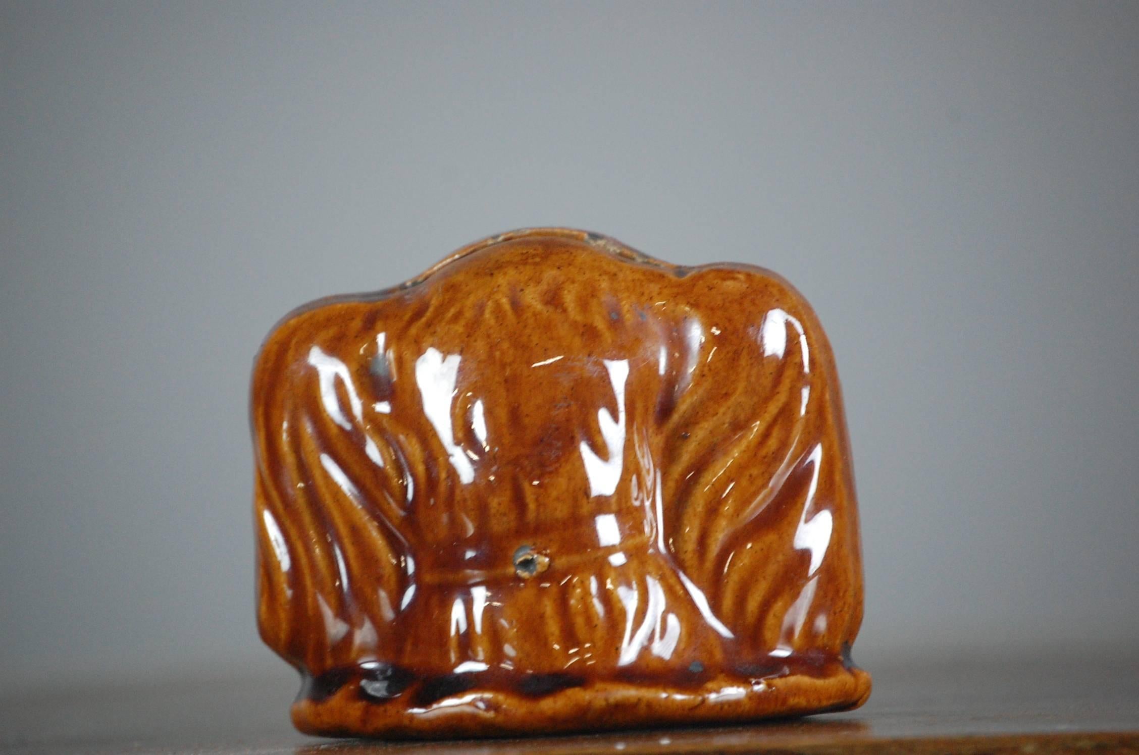 19th Century Treacle Glazed Staffordshire Spaniel Head Money Box 2