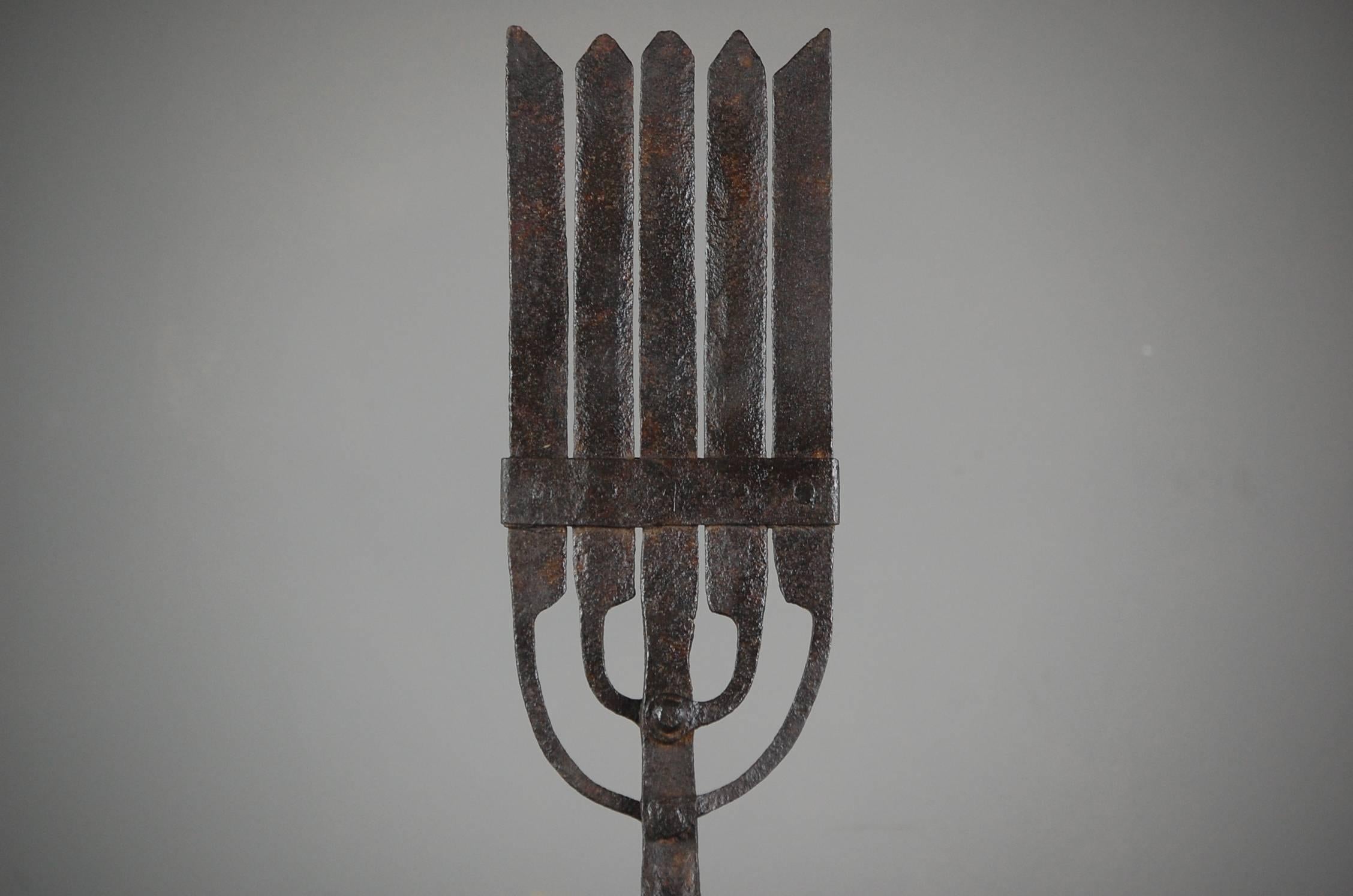 18th Century and Earlier 18th Century Wrought Iron Eel Fork