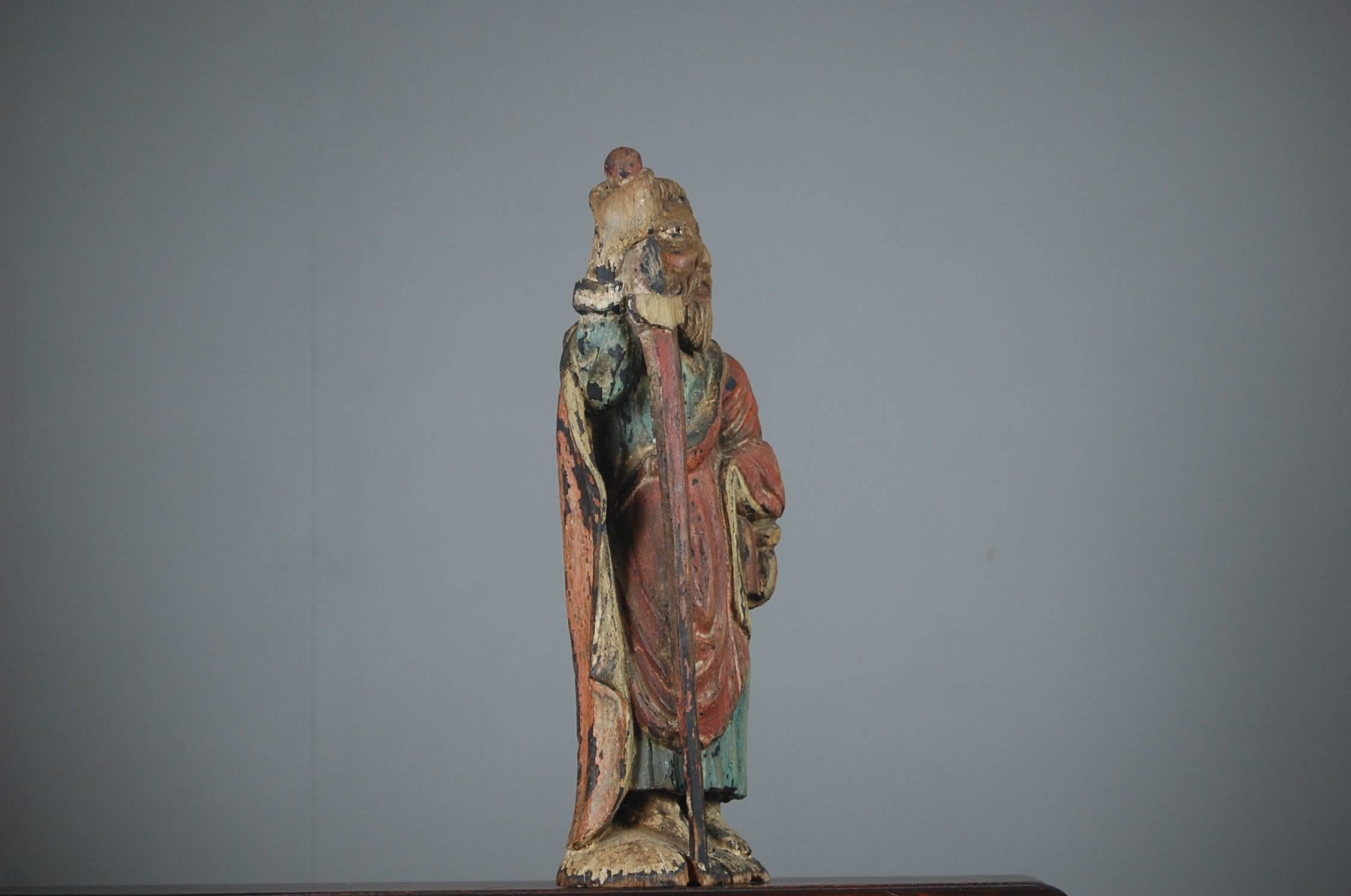 19th Century Naive Carved Wood St Paul in Original Paint 2