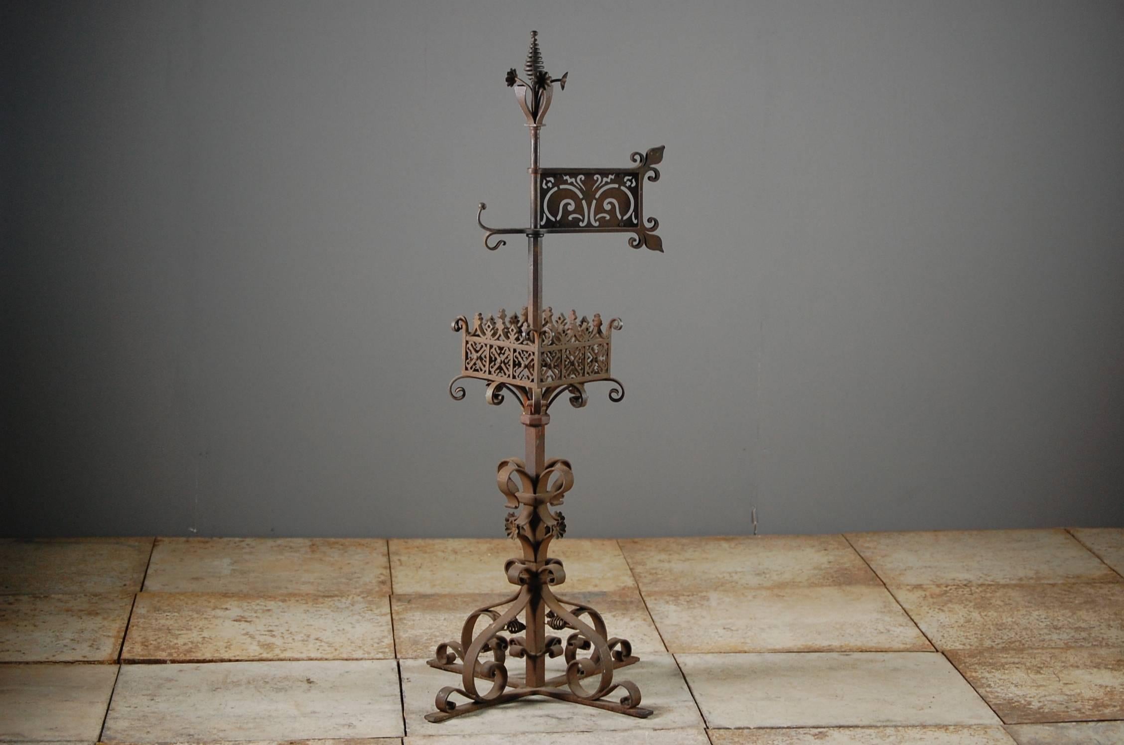 Highly intricate iron weathervane finial, highly decorative. France Early 20th Century.