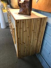 Rattan and Melamine Sideboard, France, 1970s