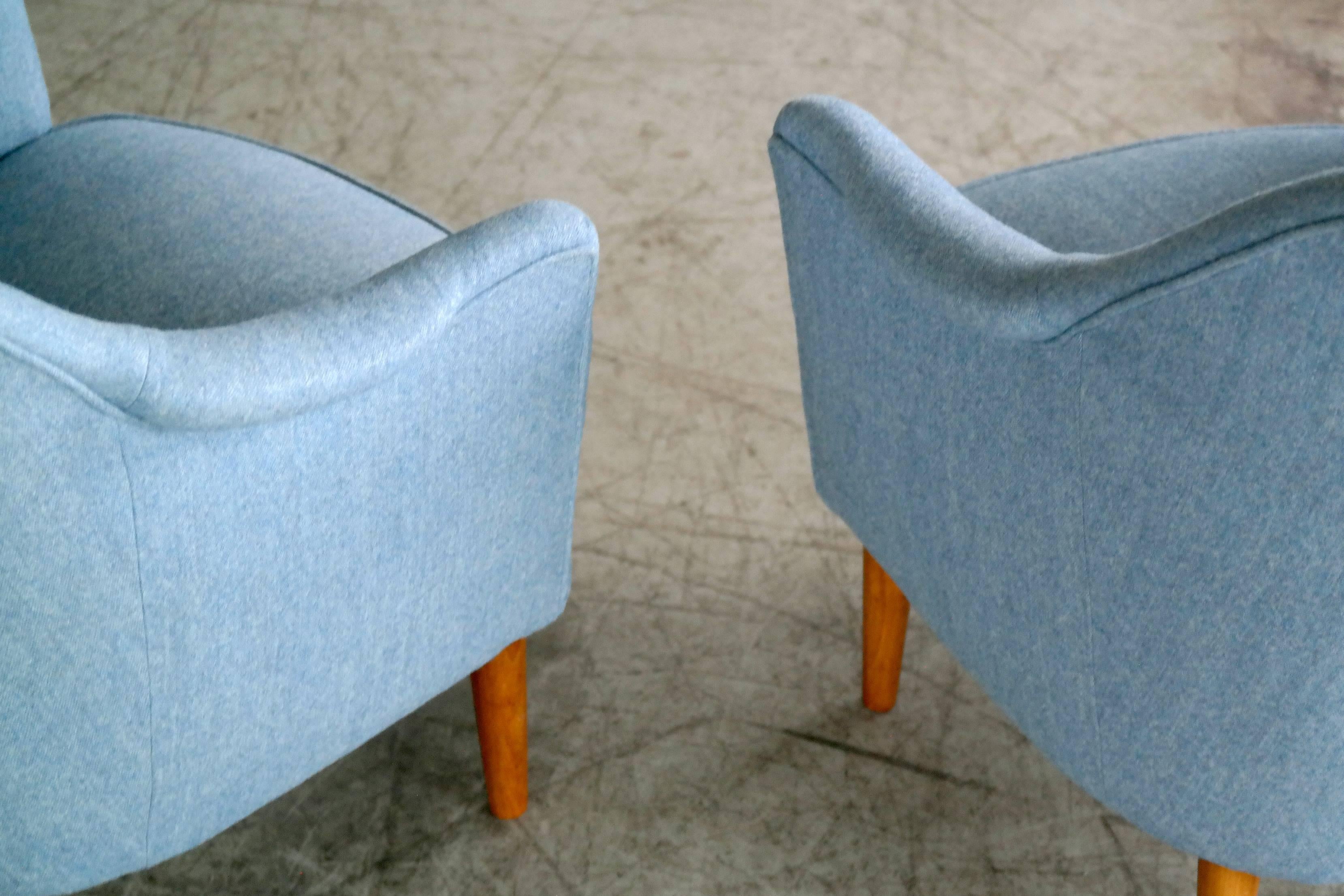 Pair of Carl Malmsten 1950s Lounge Chairs Model Samspel for O.H. Sjögren In Excellent Condition In Bridgeport, CT