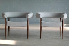 Pair of Nanna Ditzel Ring Chairs in Walnut and Wool for GETAMA, Denmark