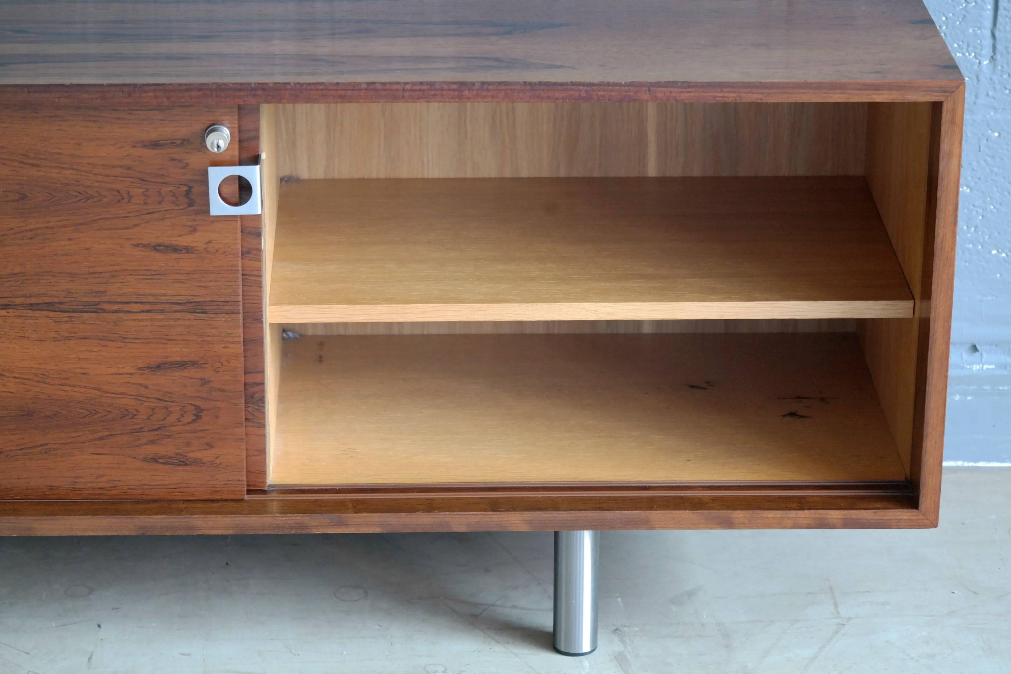 Mid-20th Century Danish 1960s Low Credenza in Rosewood by Bodil Kjaer for E. Pedersen and Son