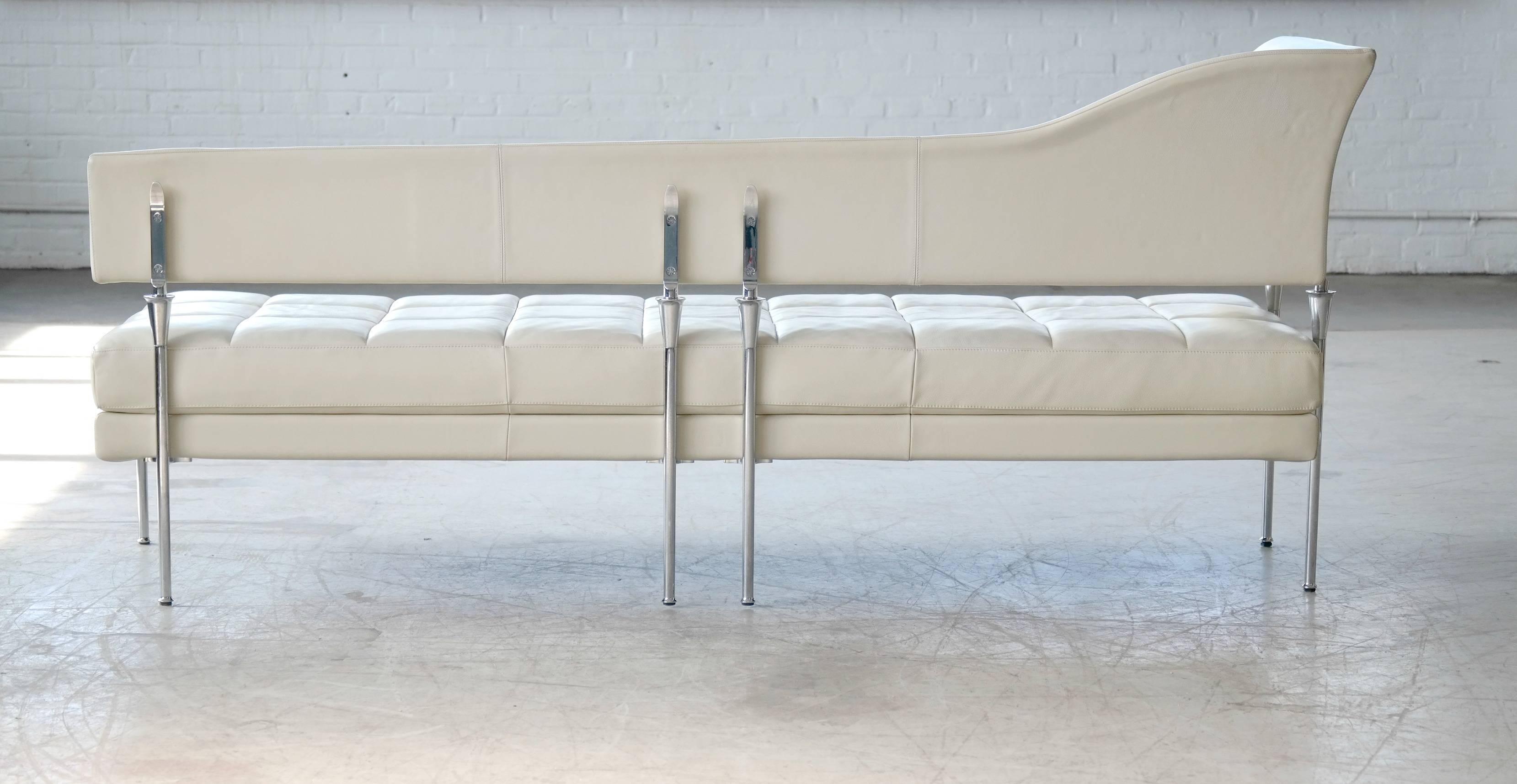 White Leather Model Hydra Chaise Longue by Luca Scacchetti for Poltrona Frau 1