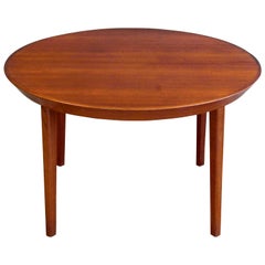 Retro Danish Midcentury Round Extension Dining Table in Teak by Ole Hald for Gudme