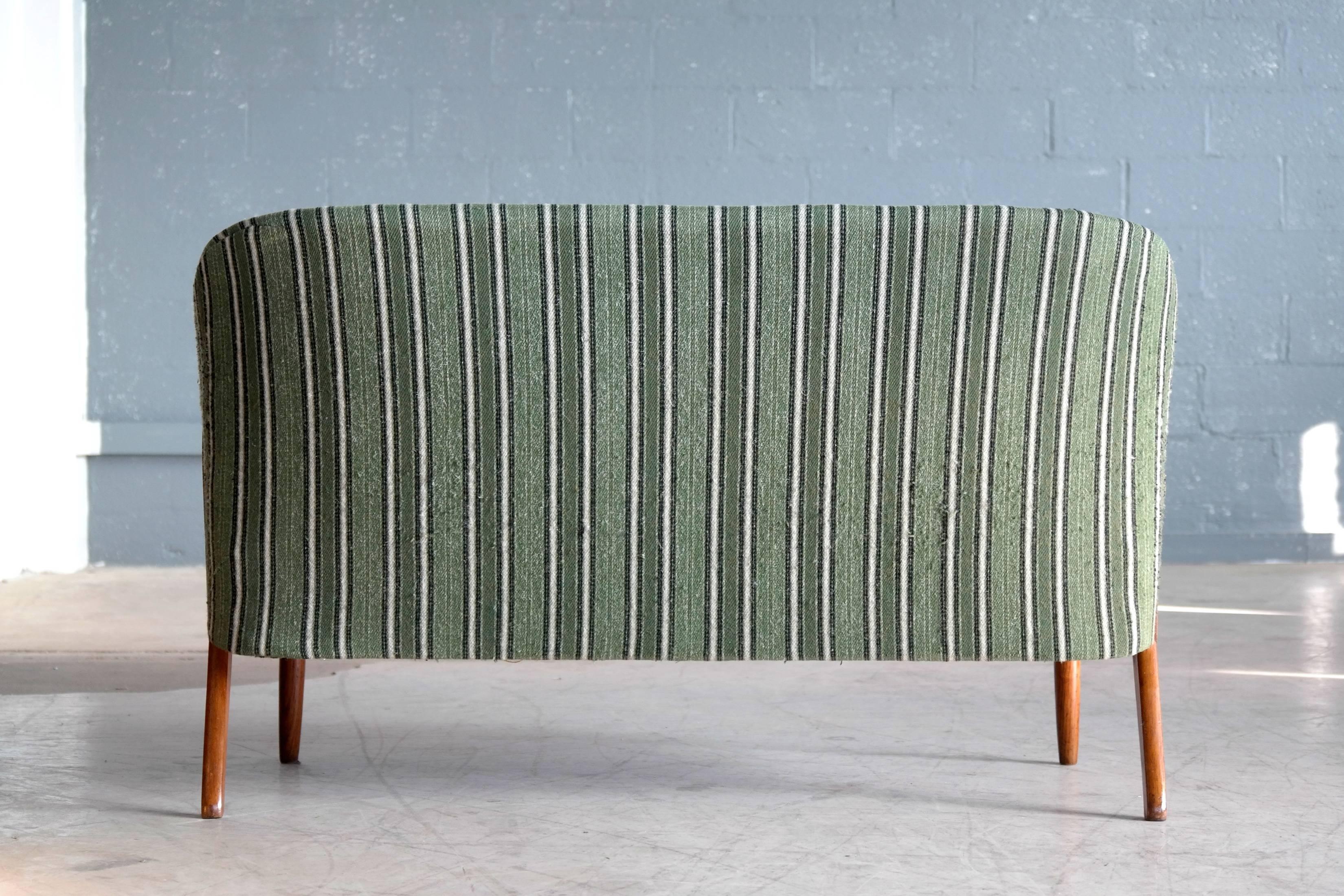 Danish Midcentury Sofa with Teak Armrests Attributed to Arne Hovmand Olsen 3