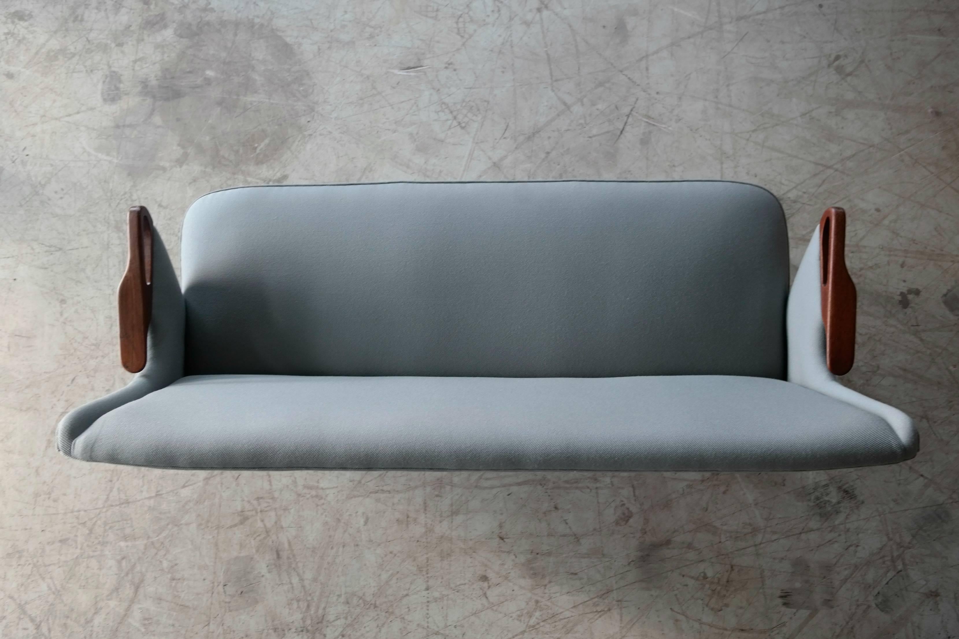 Danish 1950s 2 1/2 Seat Sofa with Teak Armrests by Chresten Findahl Brodersen 3