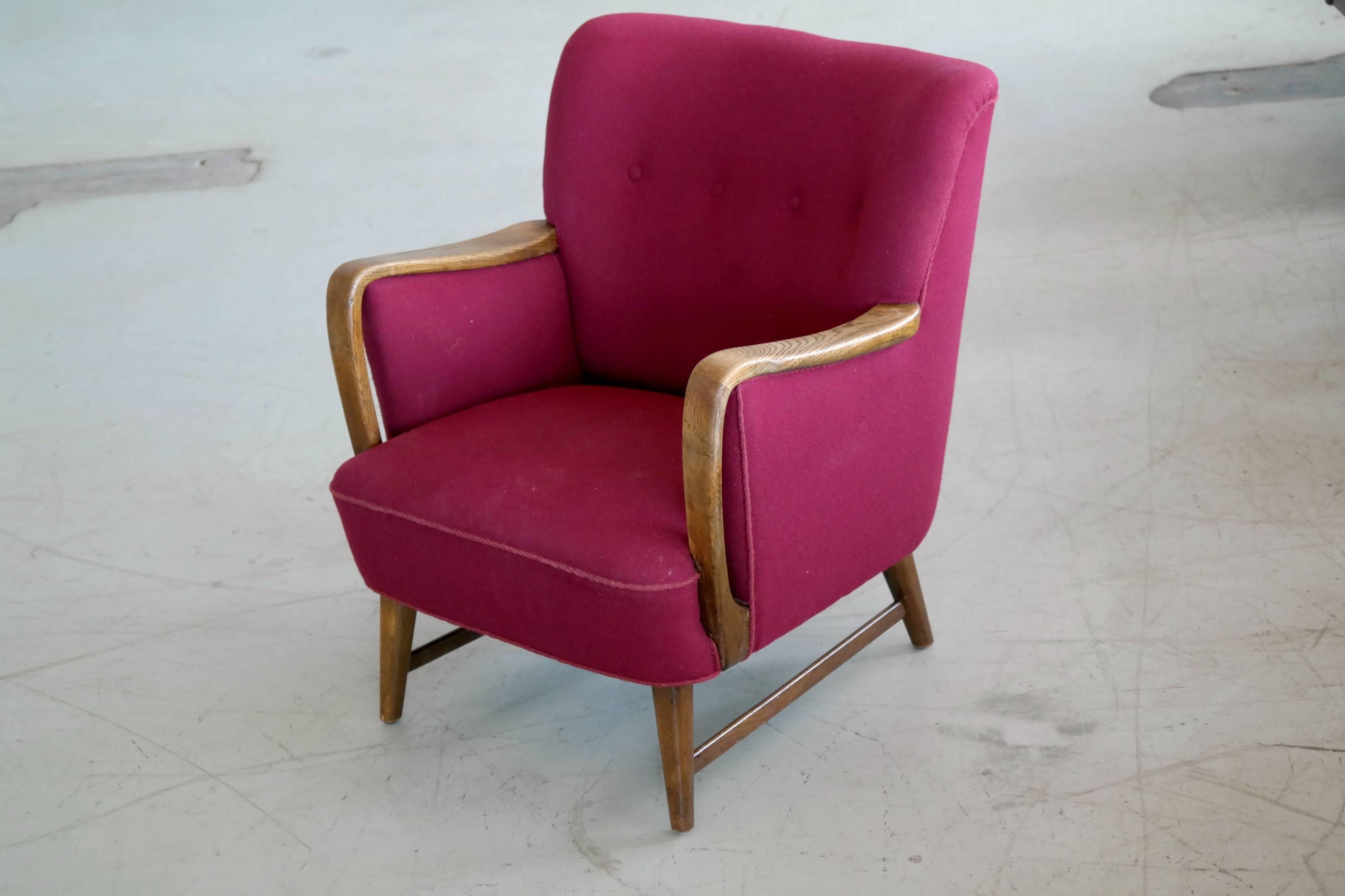 Mid-20th Century Midcentury Danish Lounge Chair Designed by Kurt Olsen for N.A. Jorgensen