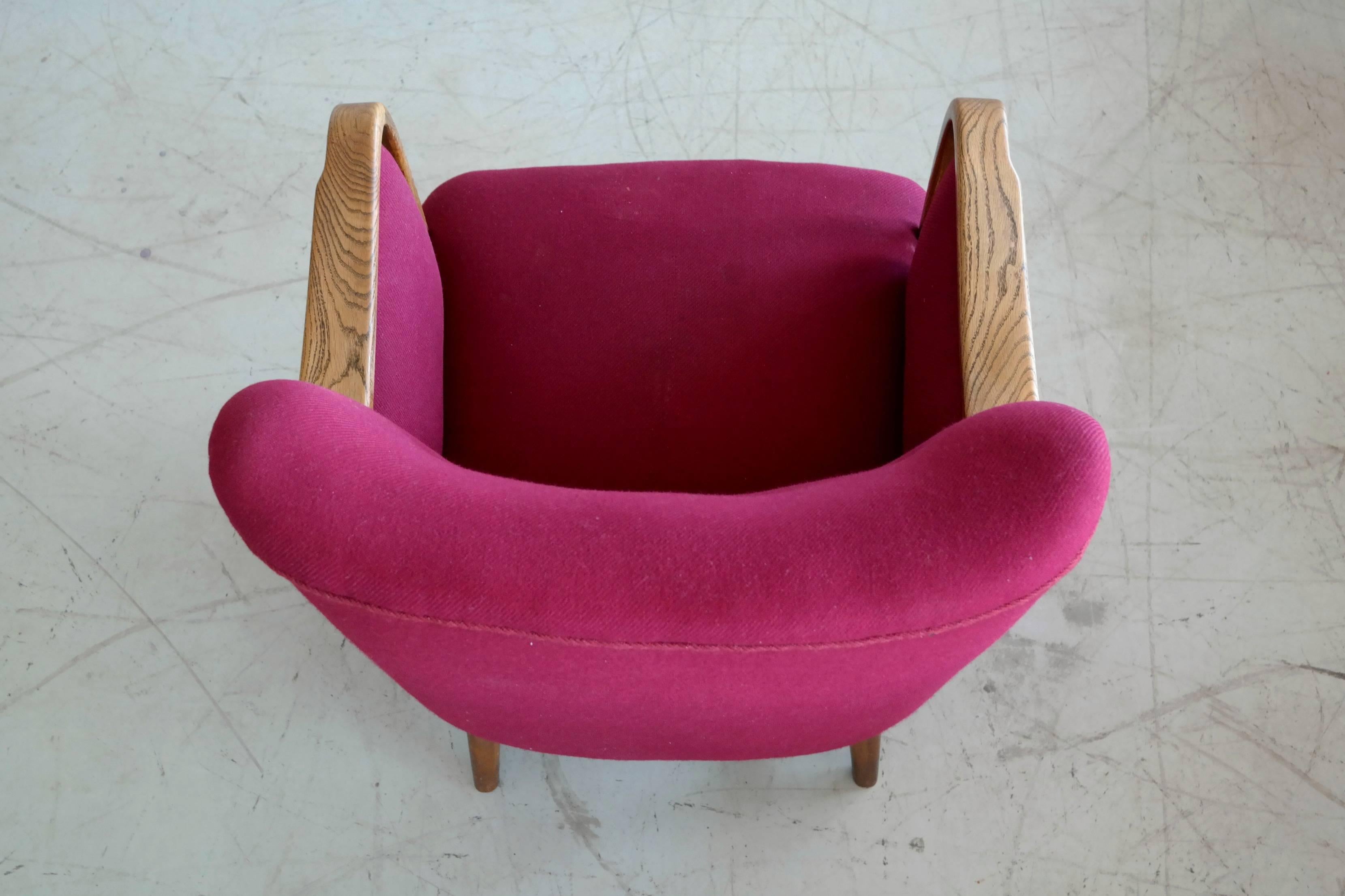 Wool Midcentury Danish Lounge Chair Designed by Kurt Olsen for N.A. Jorgensen