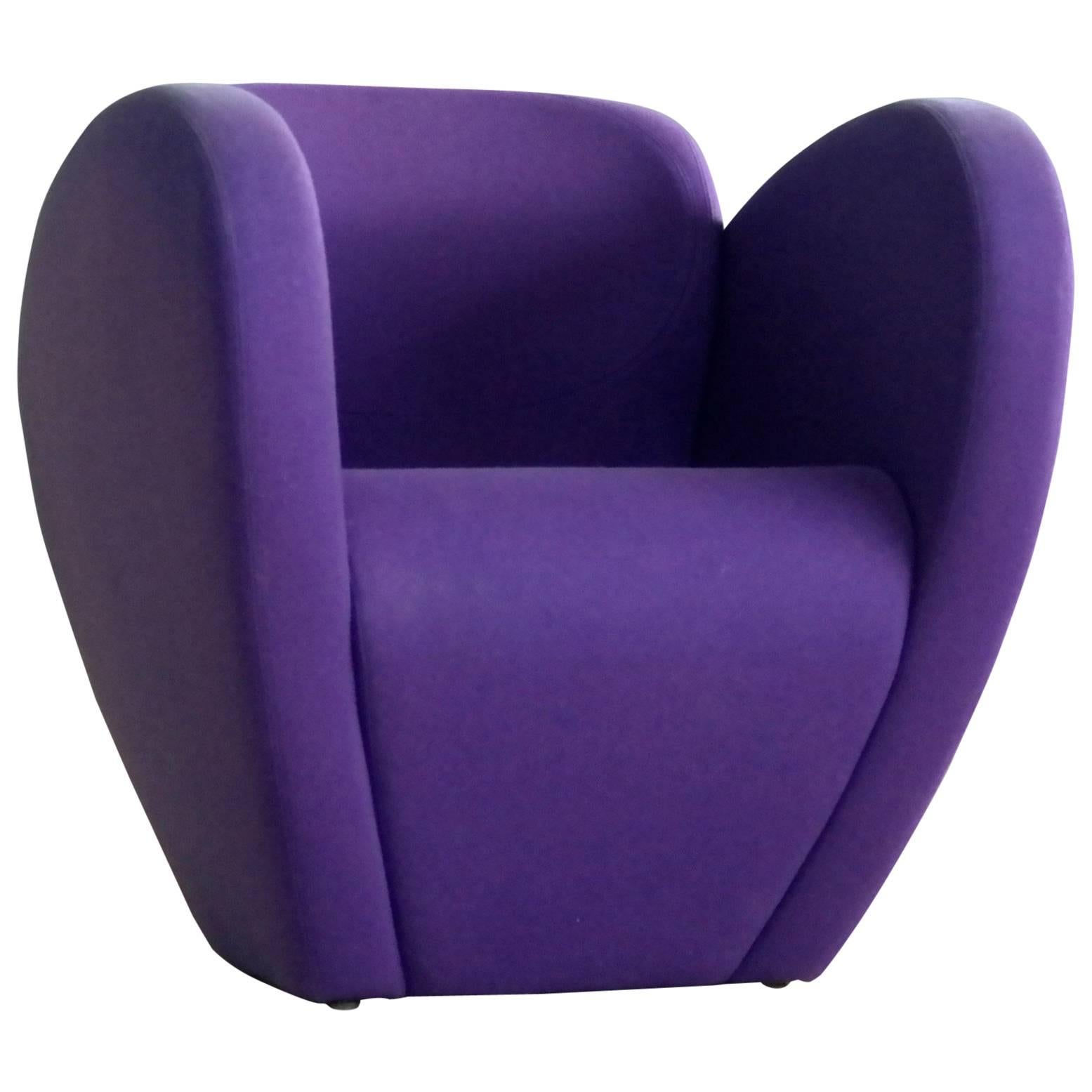 Ron Arad Lounge Chair Model in Purple Wool for Moroso, Italy