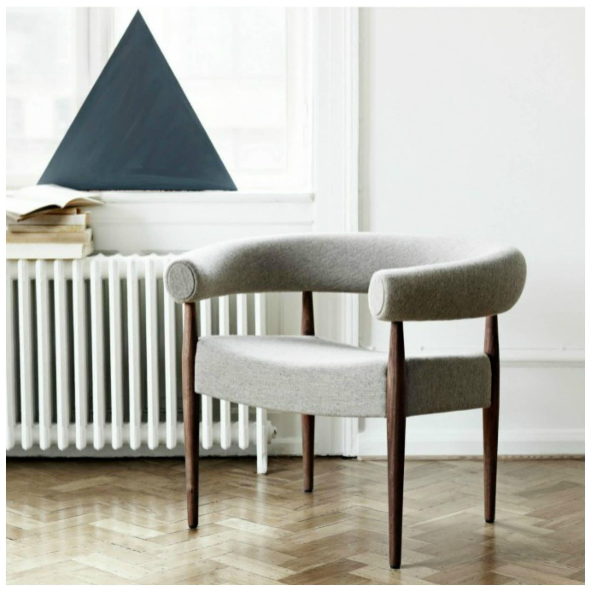 Pair of Nanna Ditzel Ring Chairs in Walnut and Wool for GETAMA, Denmark 2