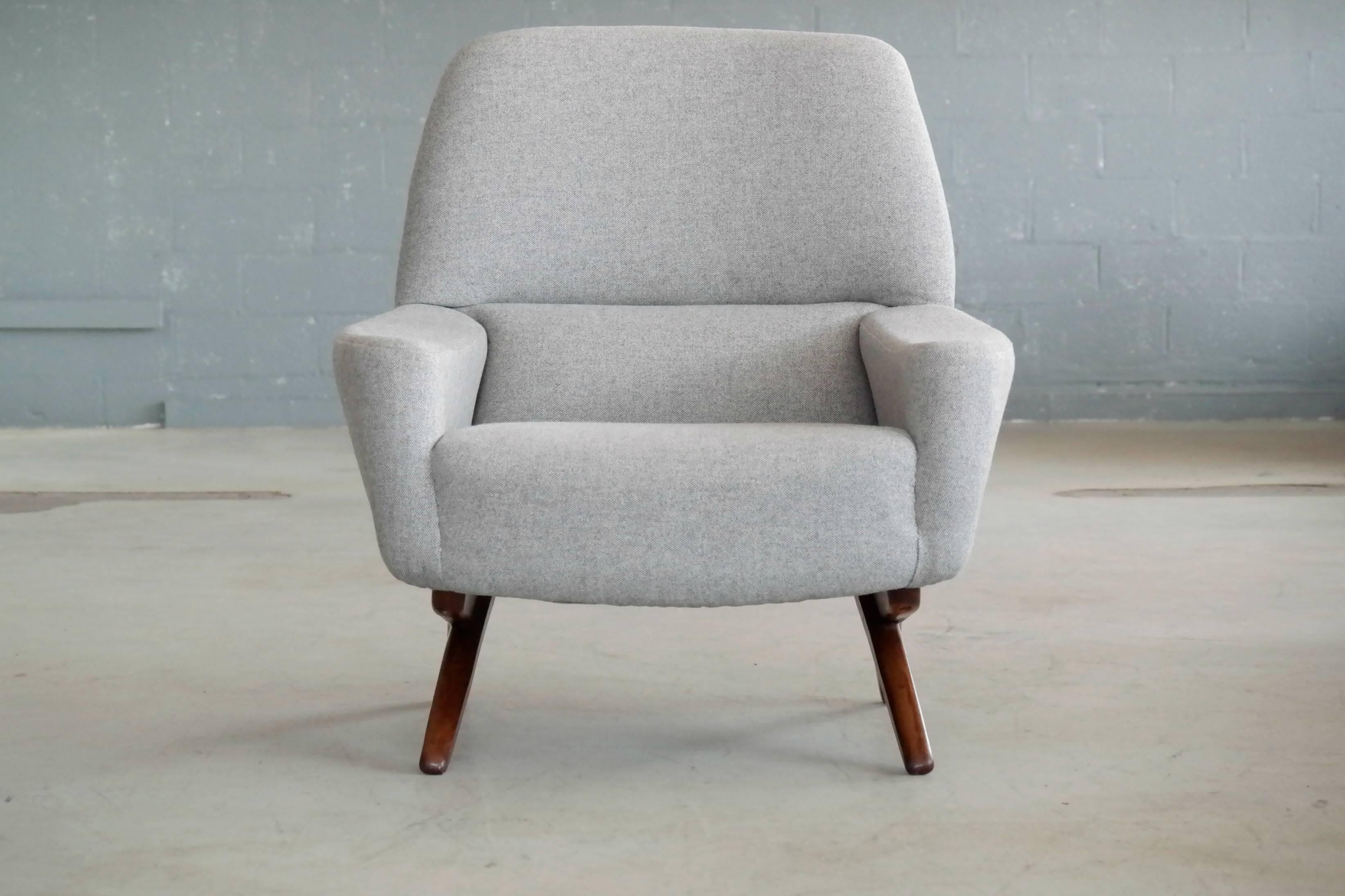 The ultimate cool lounge chair by Leif Hansen, 1960s. Increasingly sought after Leif Hansen often overlooked as one of the great Danish designers as his works were not made in great numbers are scarce in today's market. Hansen's designs bear some