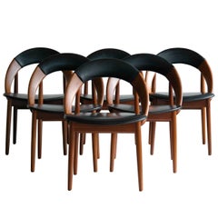 Very Rare Set of Six Teak Dining Chairs by Arne Hovmand Olsen