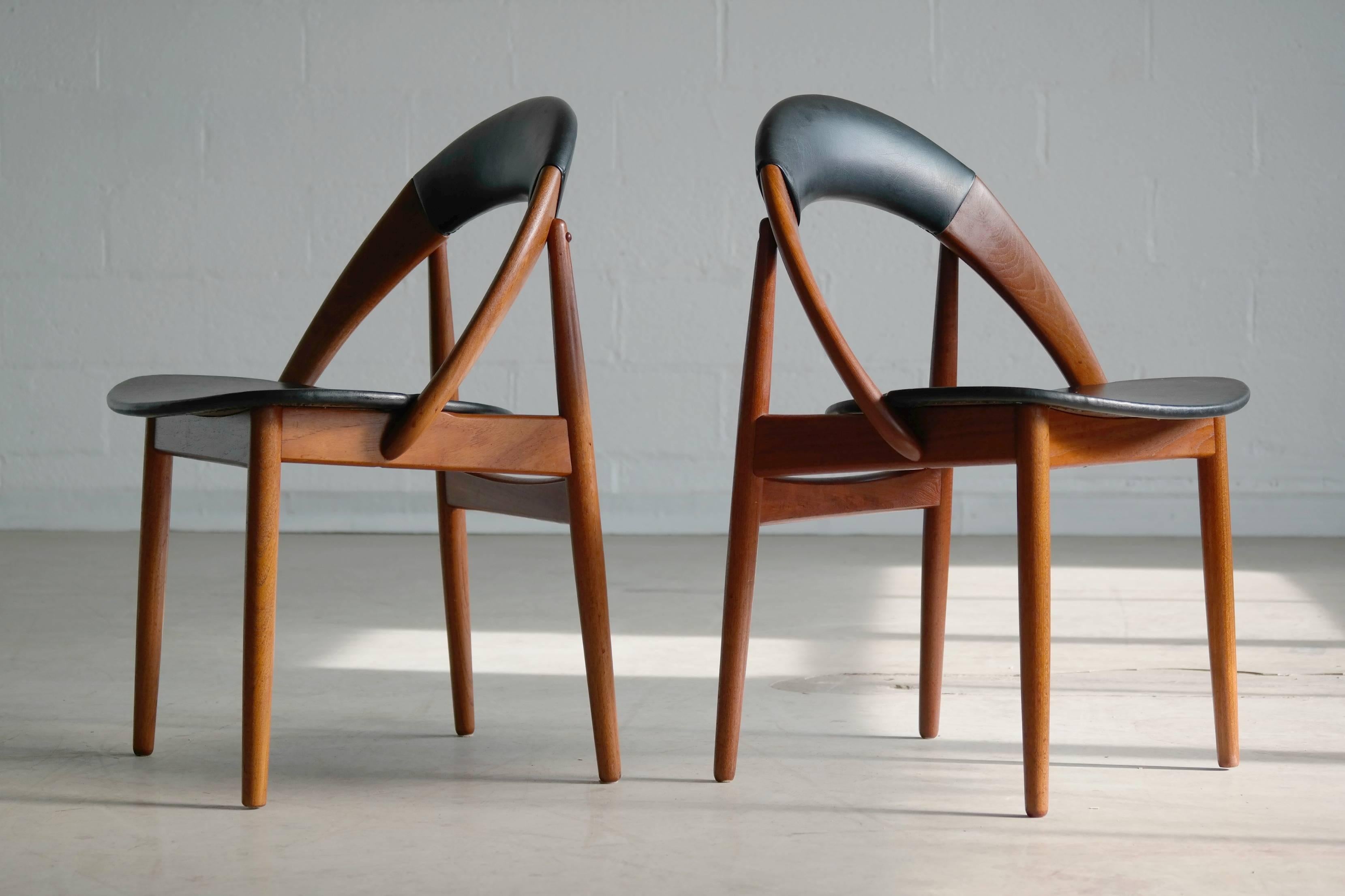 Mid-Century Modern Very Rare Set of Six Teak Dining Chairs by Arne Hovmand Olsen