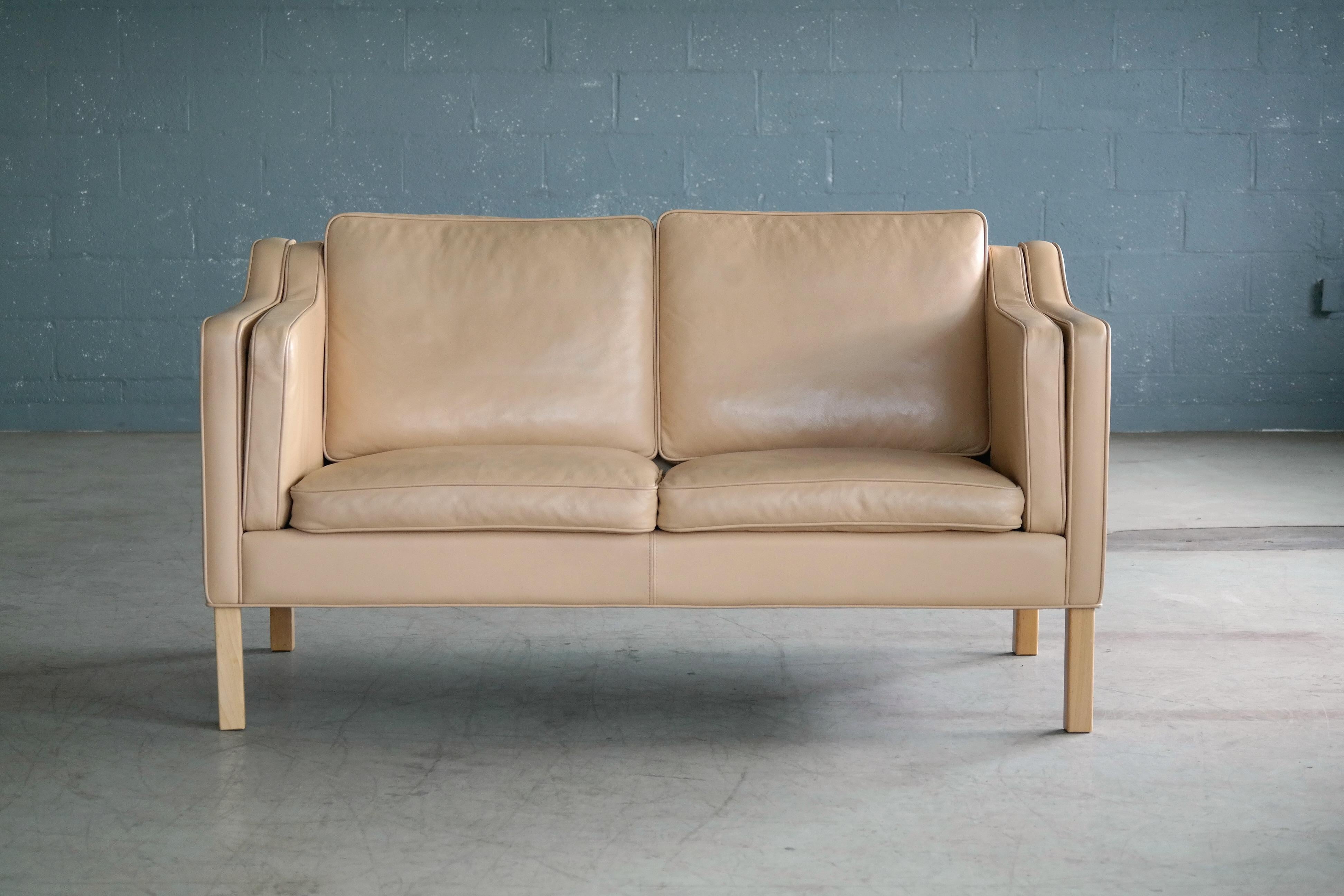 Mid-Century Modern Ryesberg Borge Mogensen Model 2212 and 2213 Sofa Set in Tan Leather 