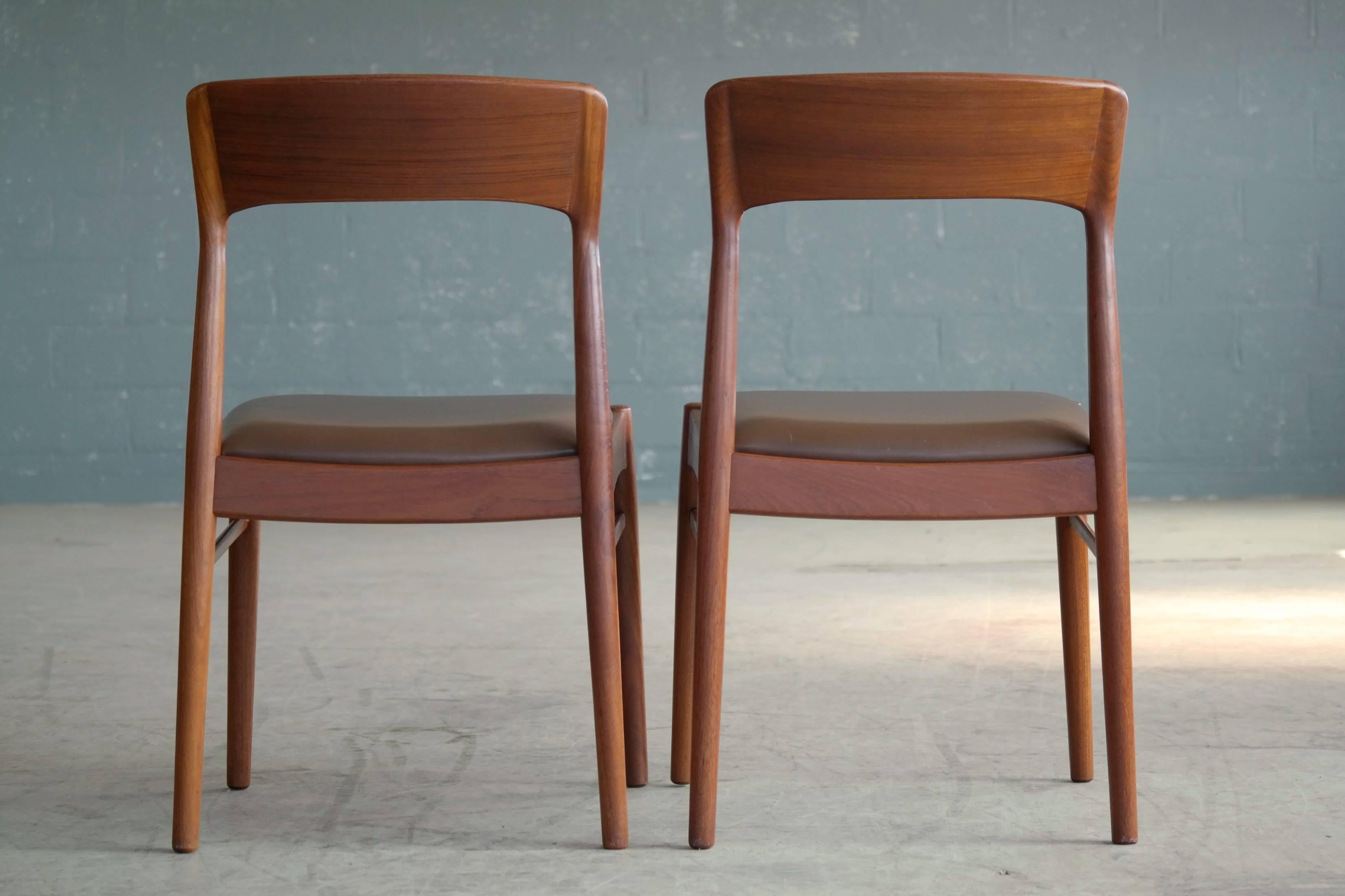 Danish Kai Kristiansen Set of Two Dining Chairs in Teak for K.S. Mobler Denmark, 1960s