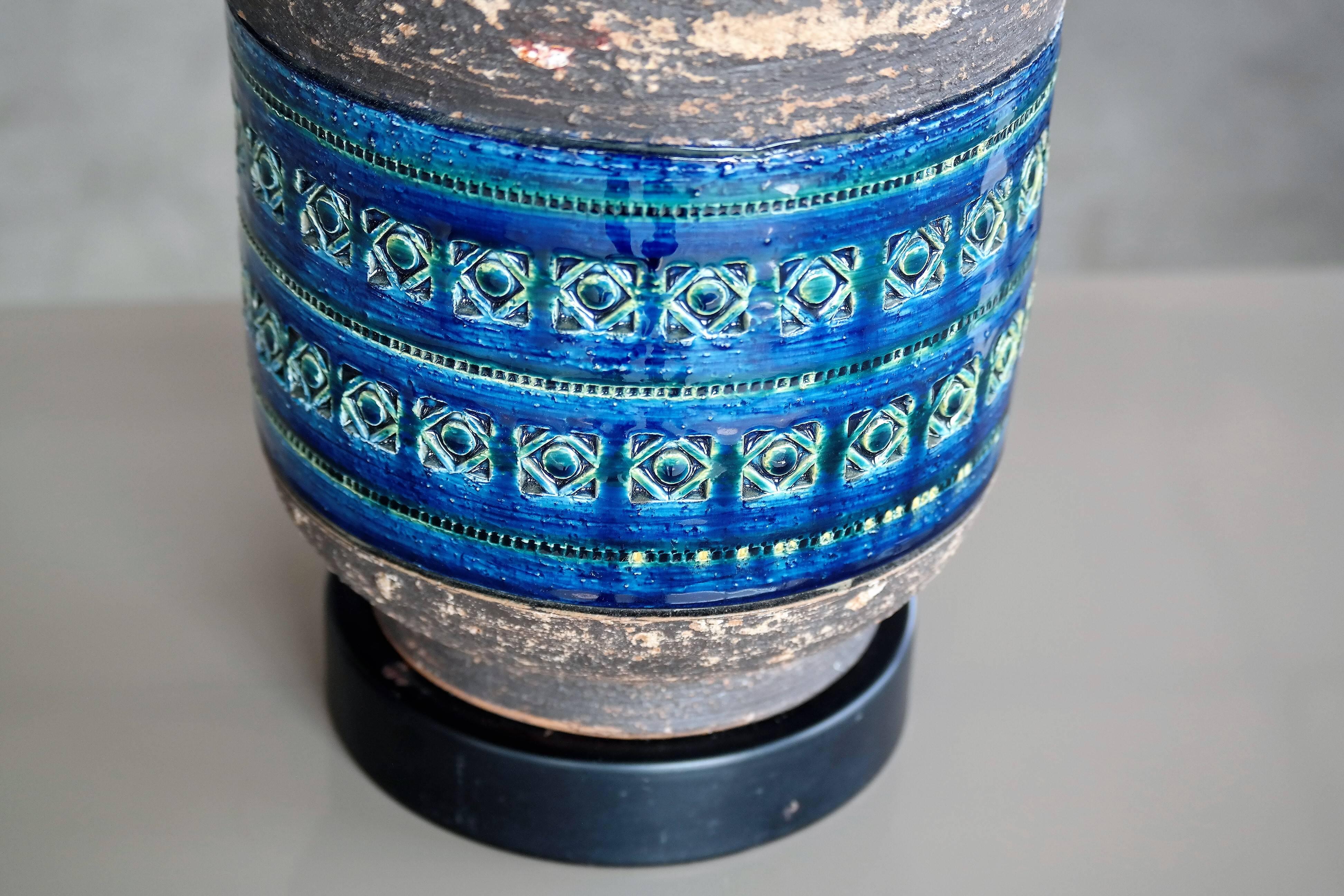 Mid-20th Century Aldo Londi Rimini Blu Large Ceramic Table Lamp for Bitossi