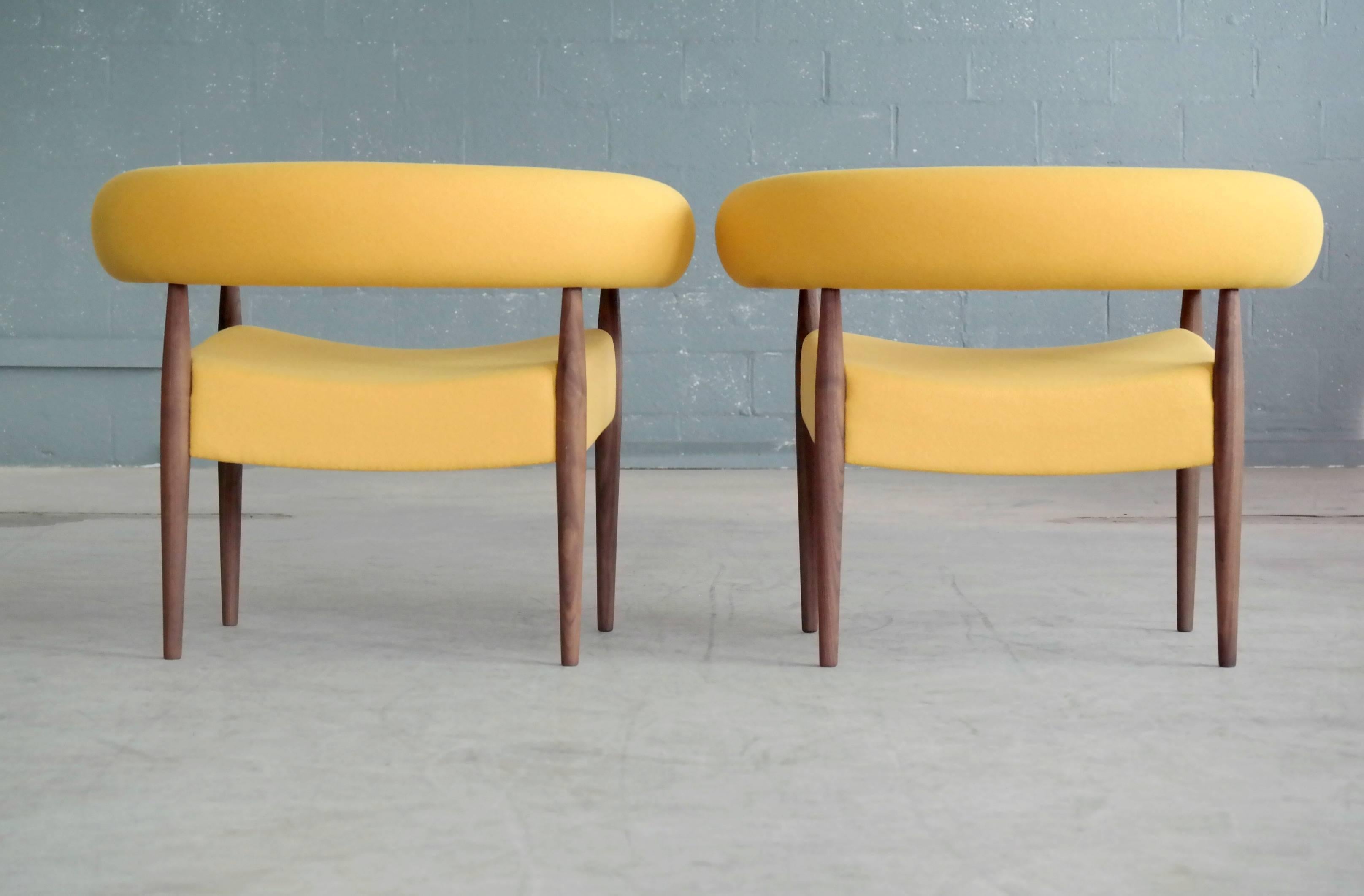 Pair of Nanna Ditzel Ring Chairs in Walnut and Wool for GETAMA 1