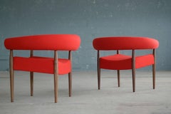 Pair of Nanna Ditzel Ring Chairs in Walnut and Wool for GETAMA