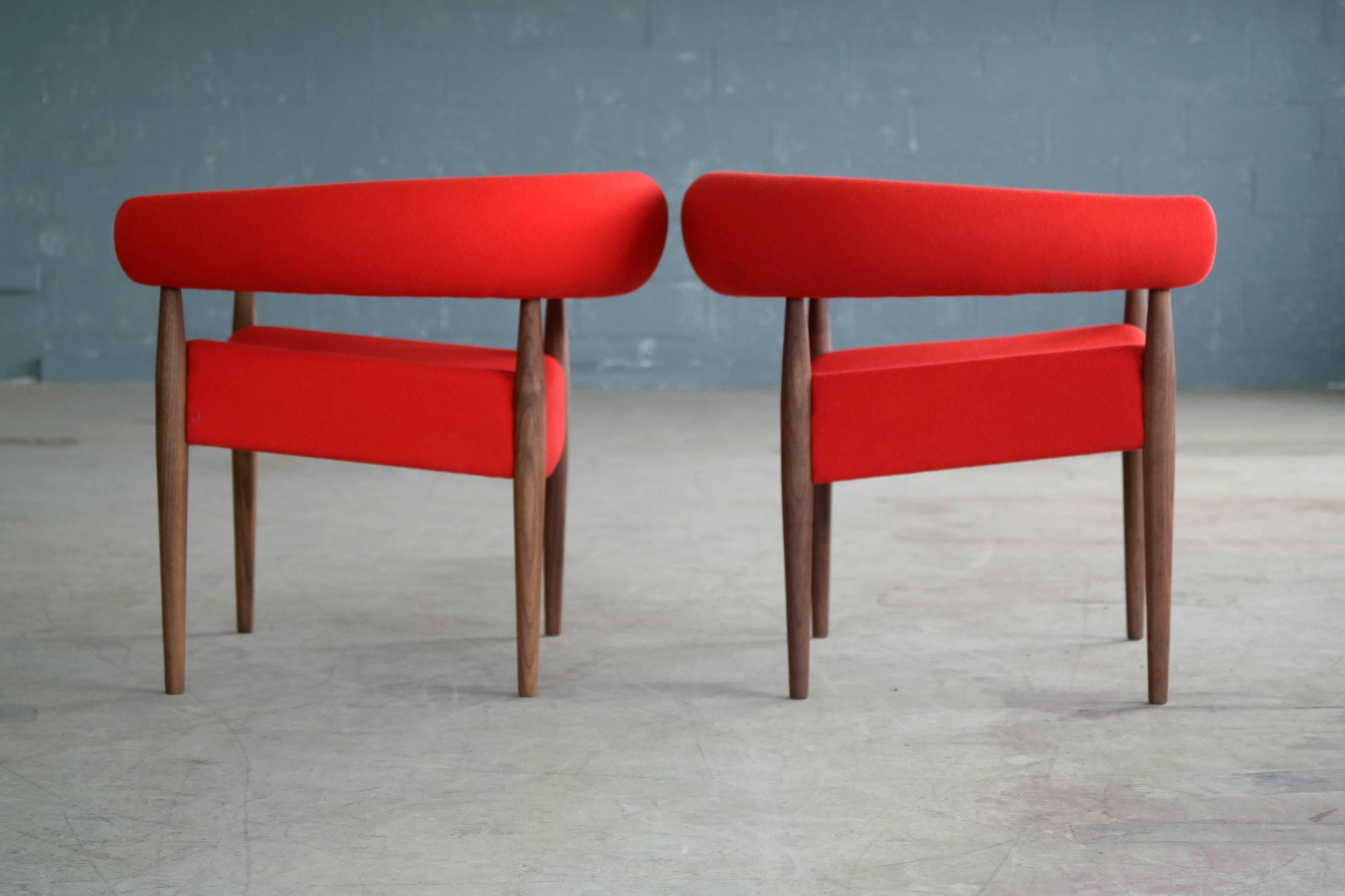Pair of Nanna Ditzel Ring Chairs in Walnut and Wool for GETAMA 1