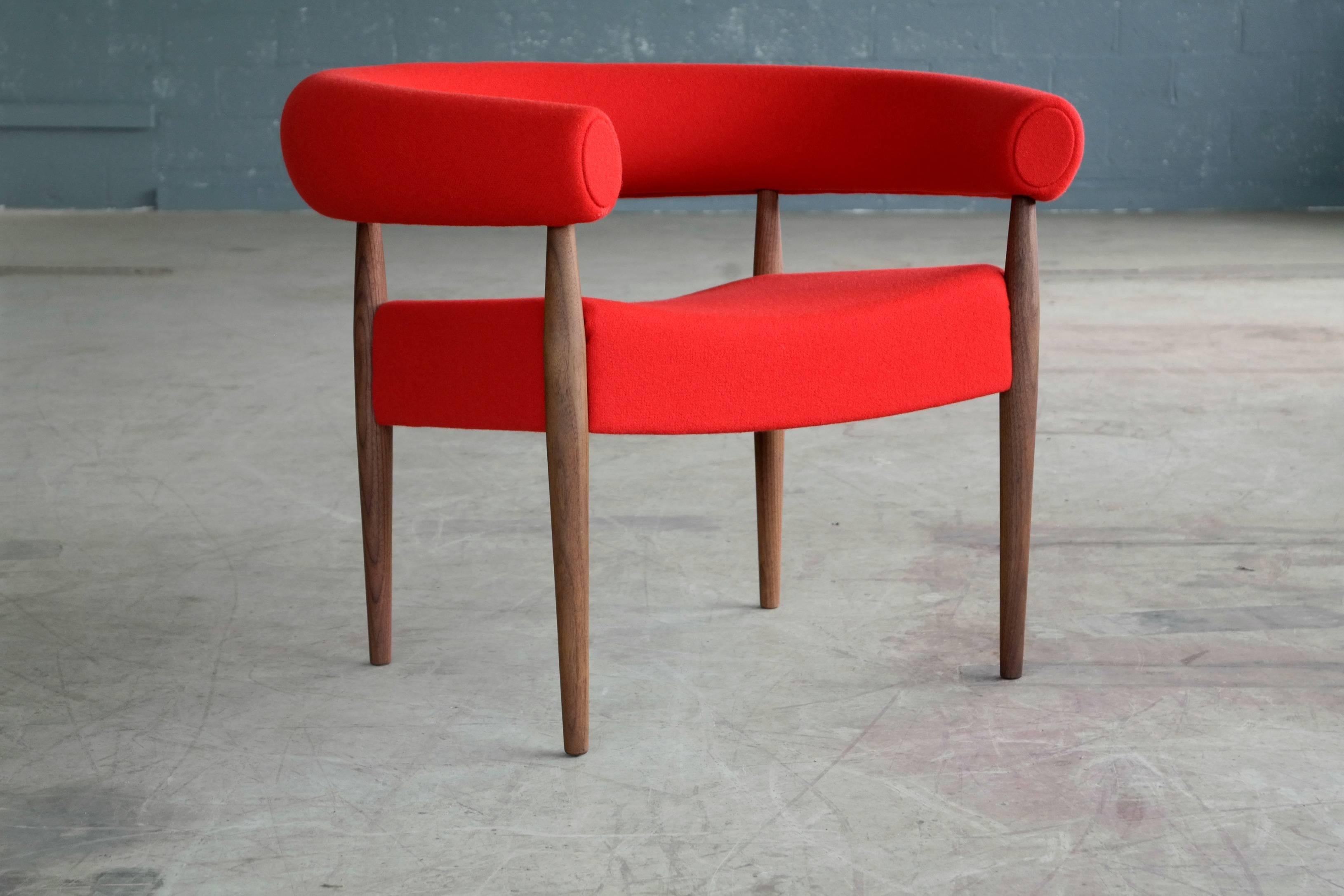 Pair of Nanna Ditzel Ring Chairs in Walnut and Wool for GETAMA 2