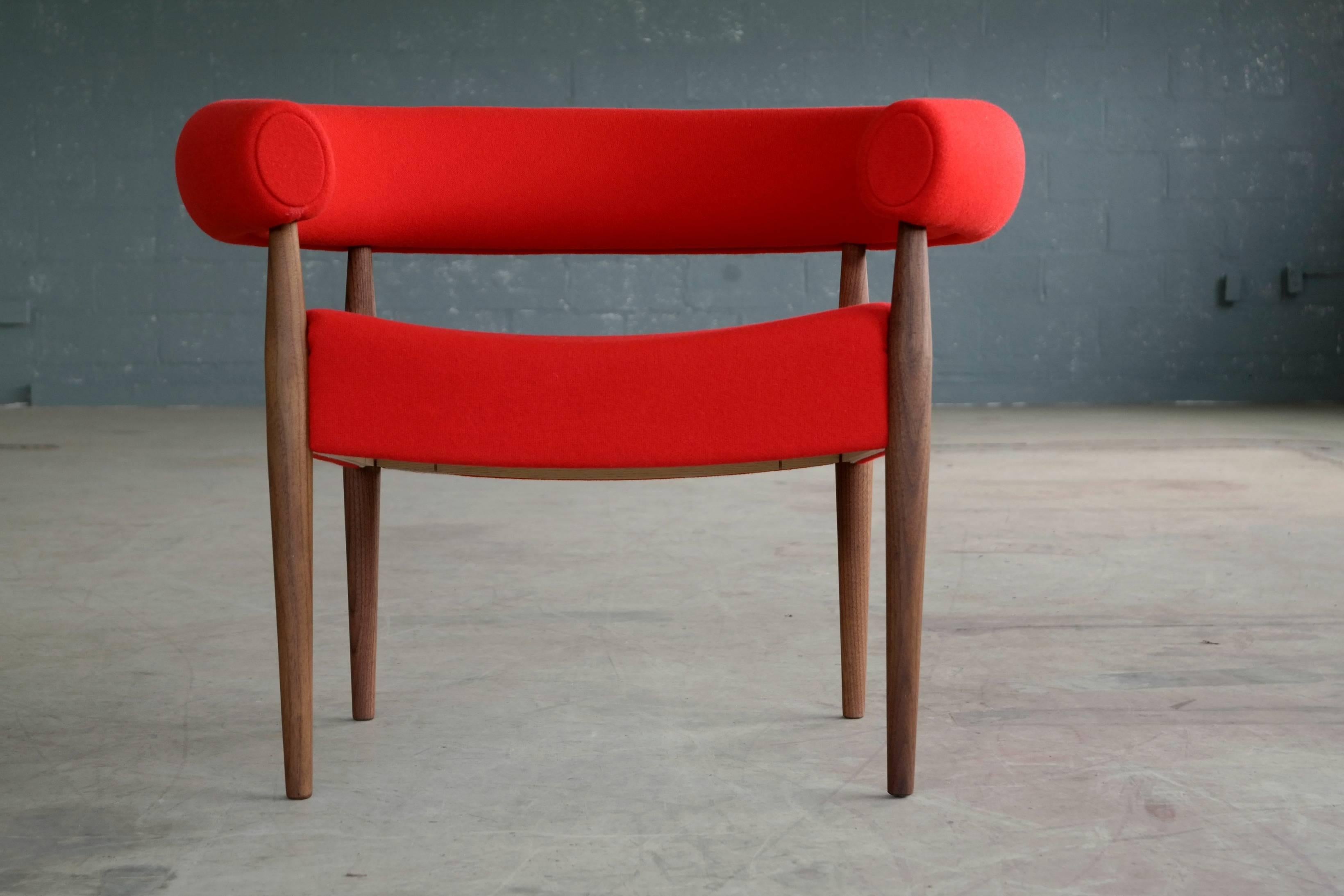 Pair of Nanna Ditzel Ring Chairs in Walnut and Wool for GETAMA 3